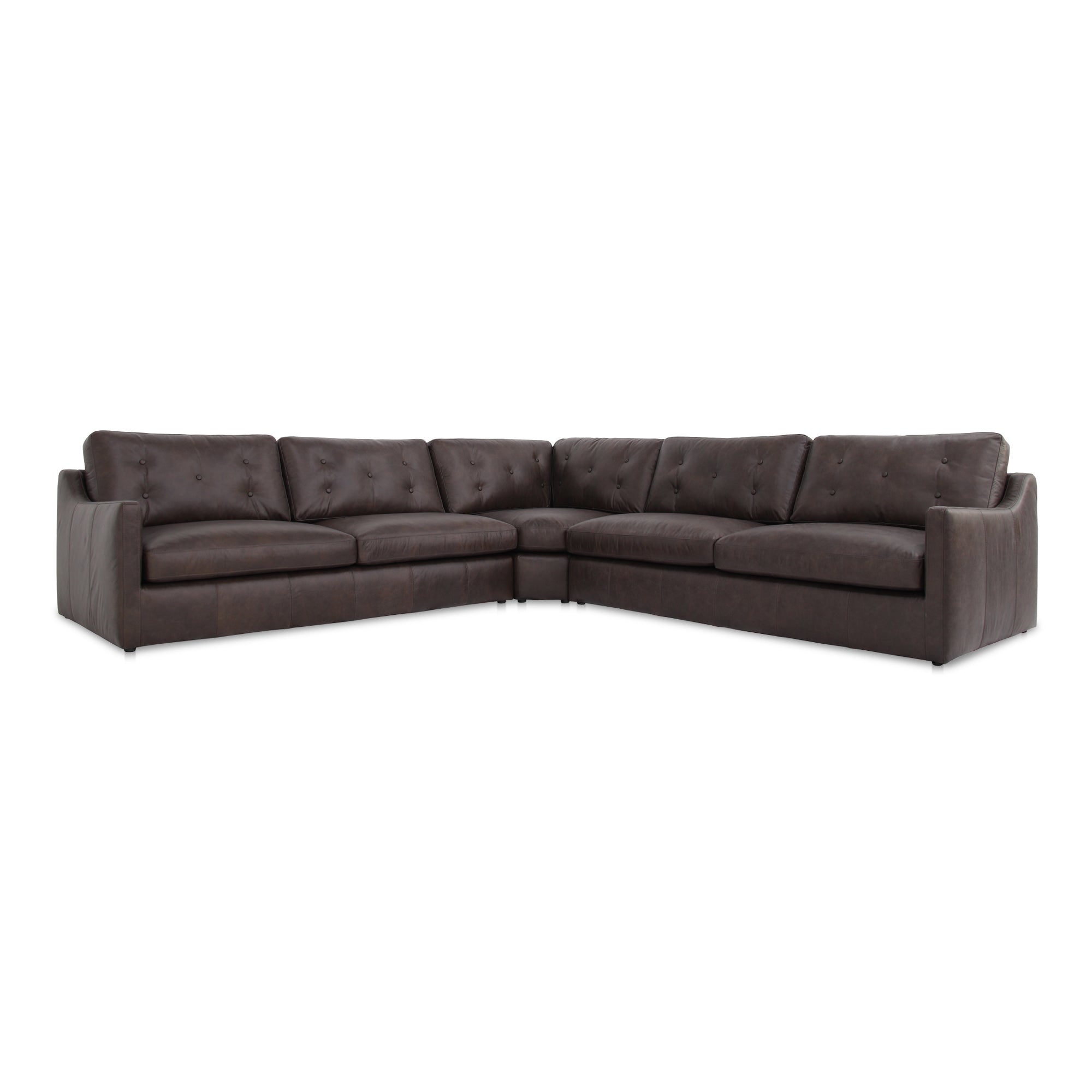 Thurlow Corner Modular Sectional Espresso Brown Leather - Moes Home