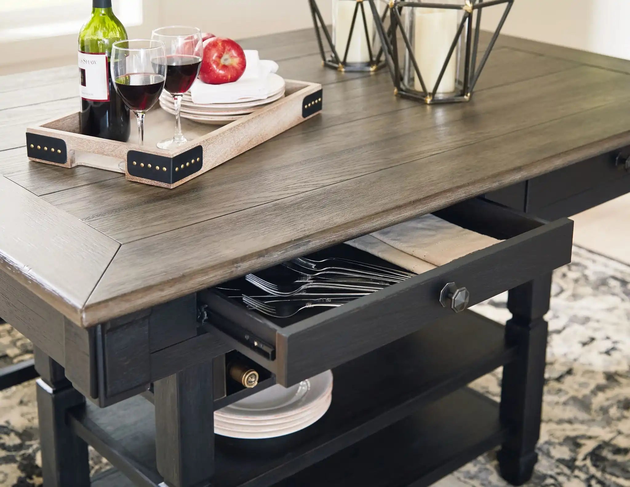 Tyler Creek - Rectangular Dining Room Counter Table - Black / Gray - Best Buy Furniture