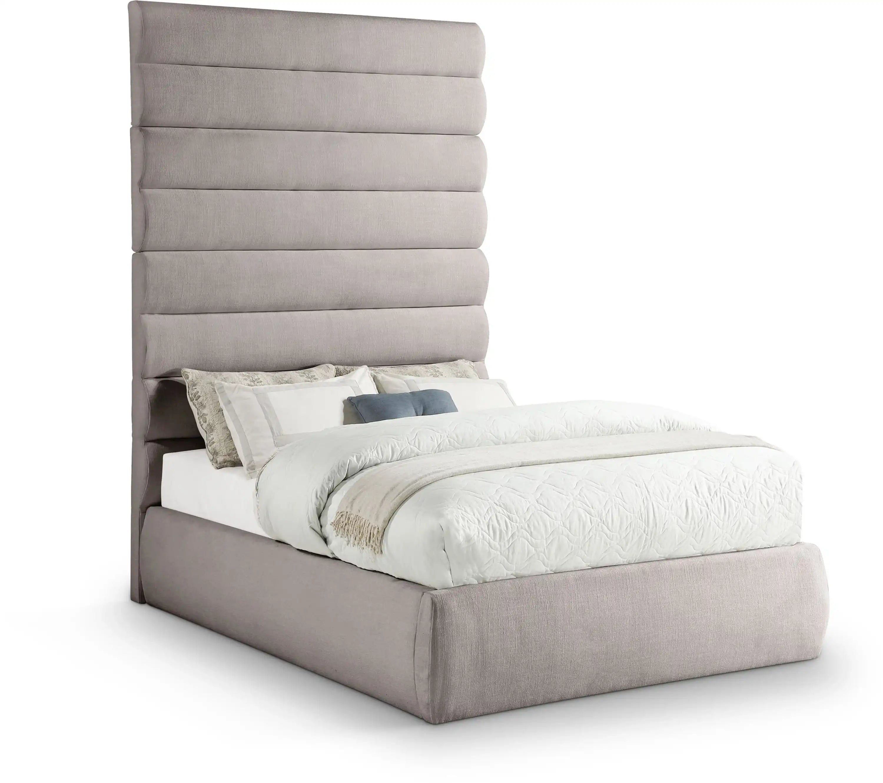 Adam - Linen Fabric Bed With 89" Headboard - Best Buy Furniture