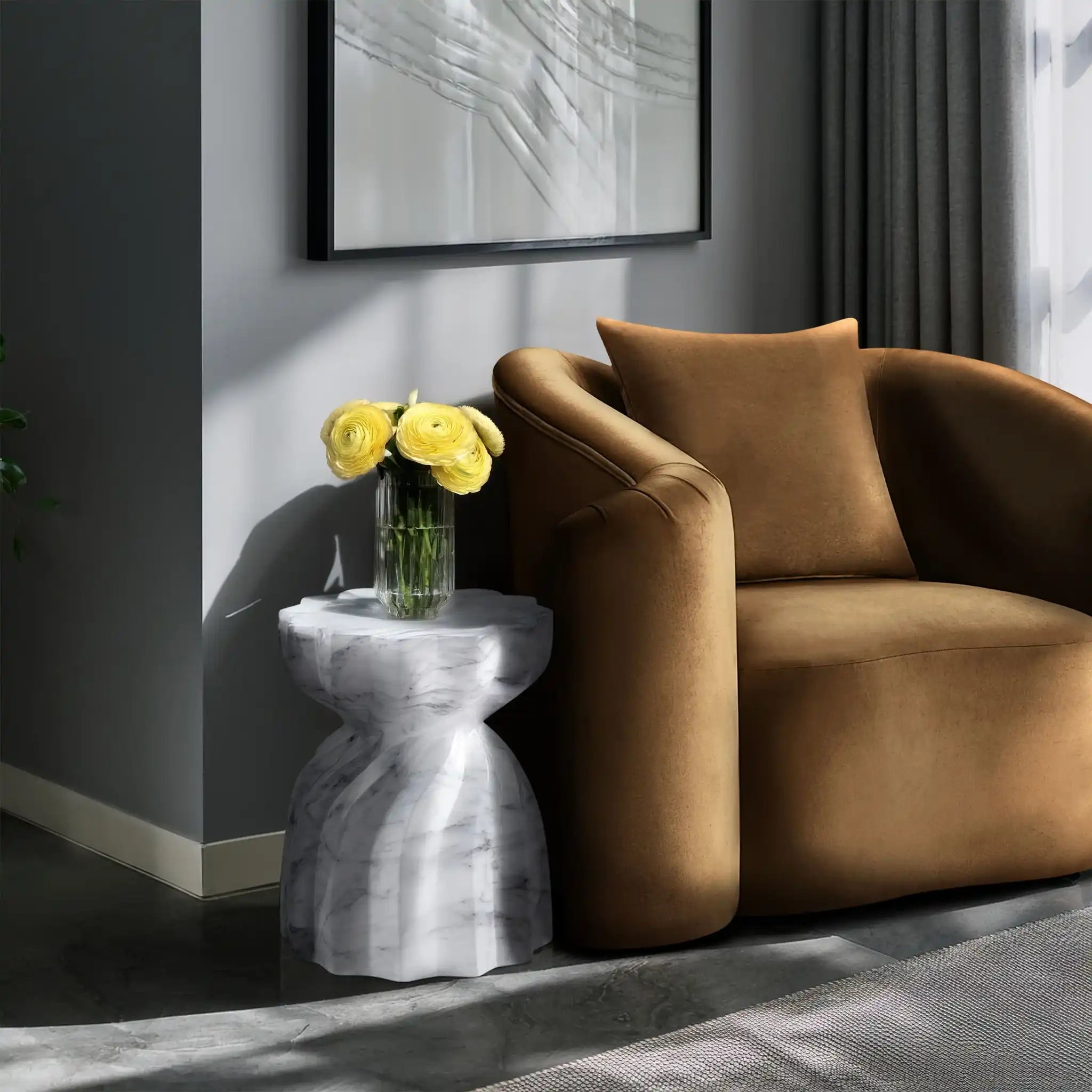 Caserta - Marble Finish Concrete End Table