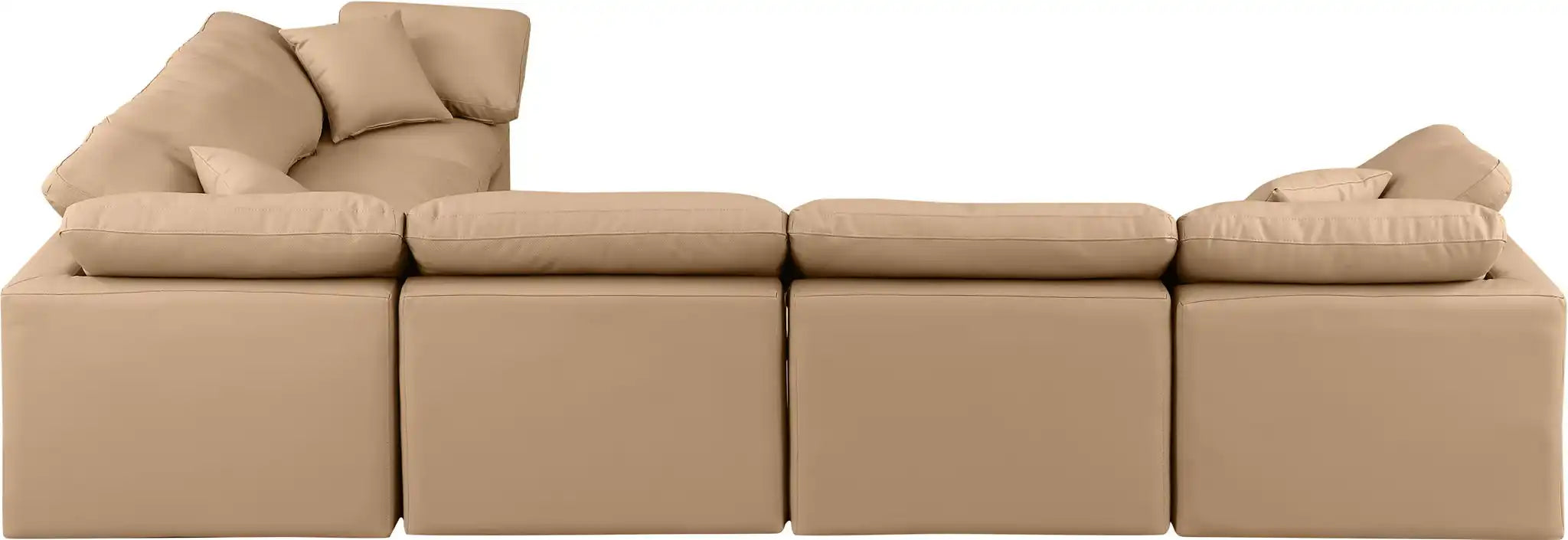 Indulge - Faux Leather 6 Piece Modular Corner Sectional - Tan