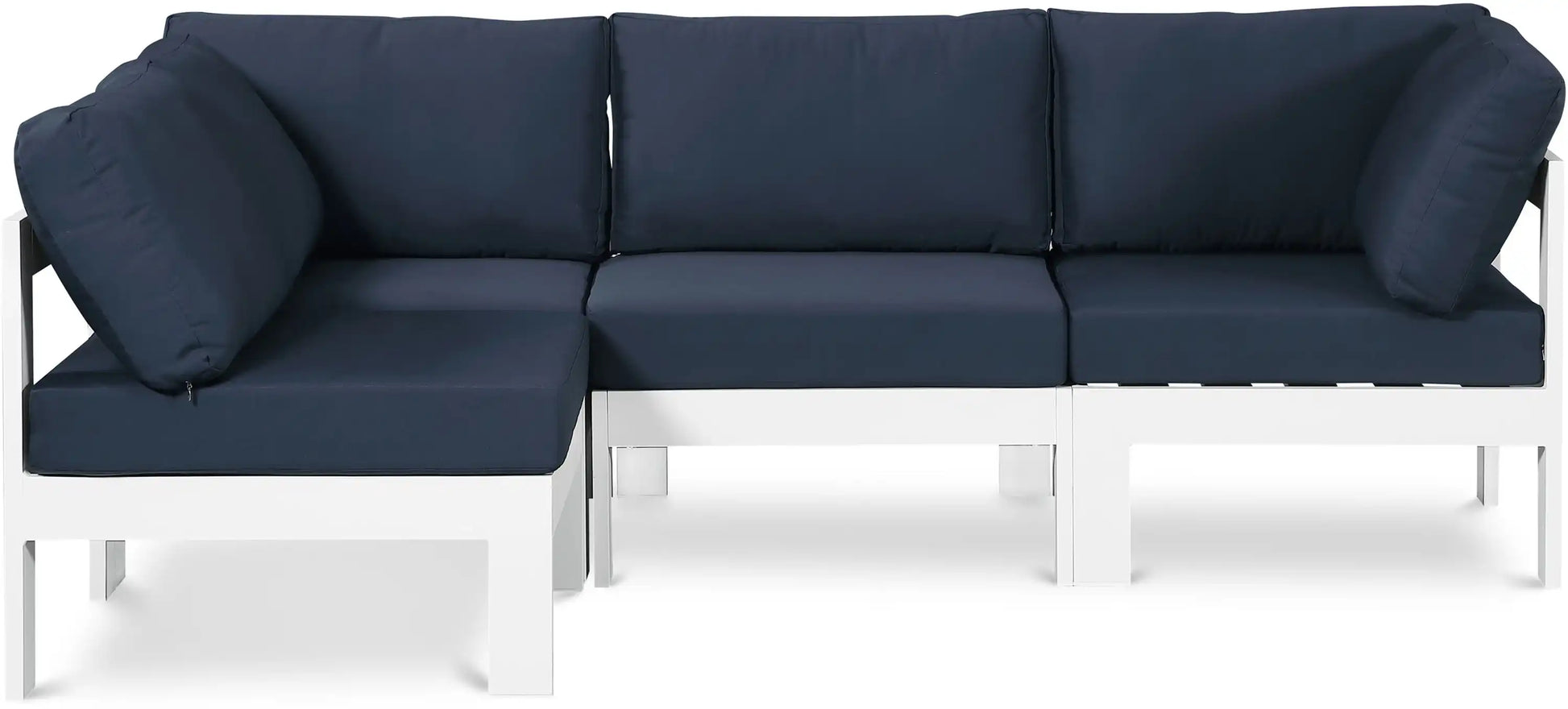 Nizuc - Outdoor Patio 4 Piece Modular Sectional With White Frame - Best Buy Furniture