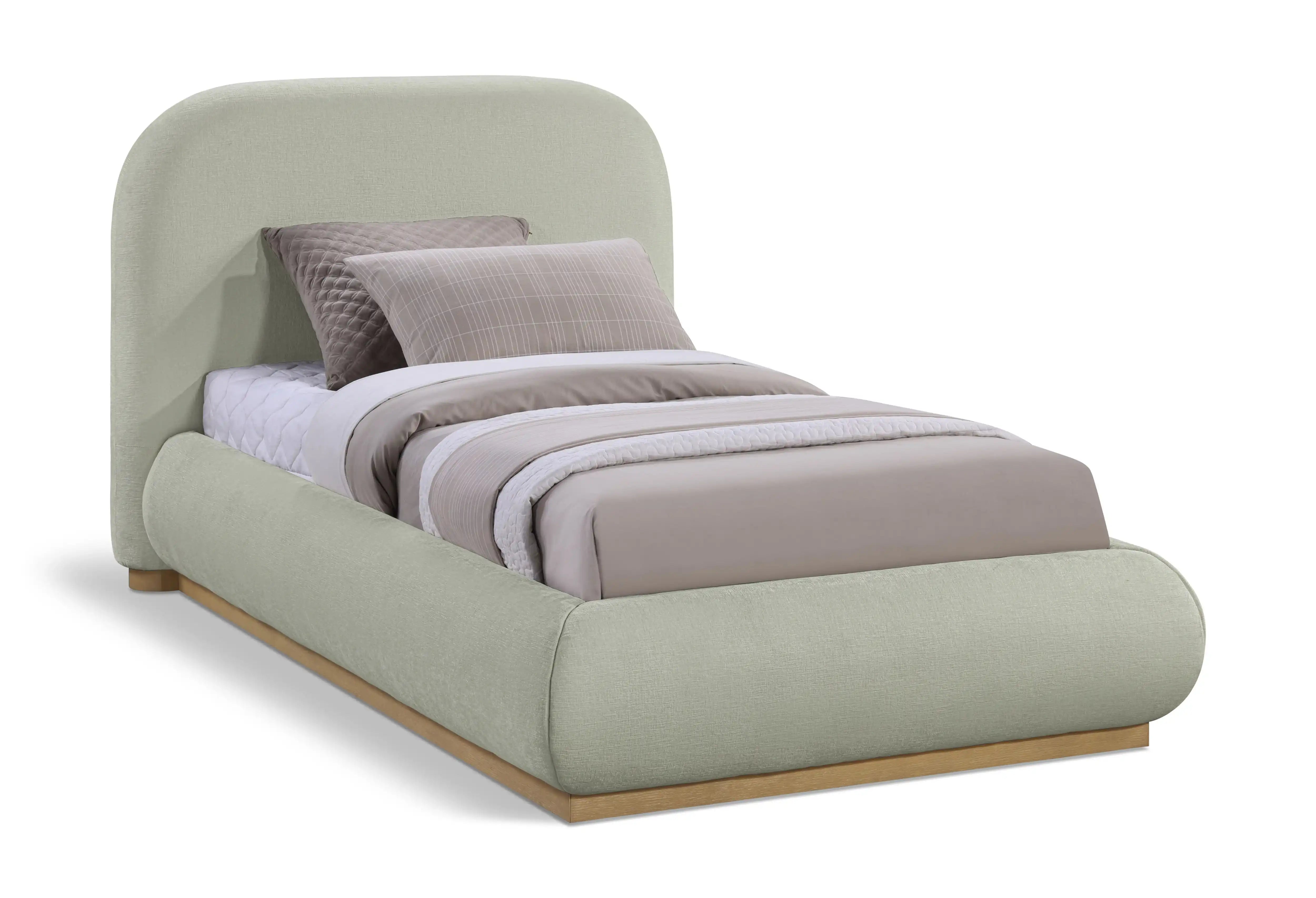 Vaughn - Chenille Bed With Natural Base - Best Buy Furniture