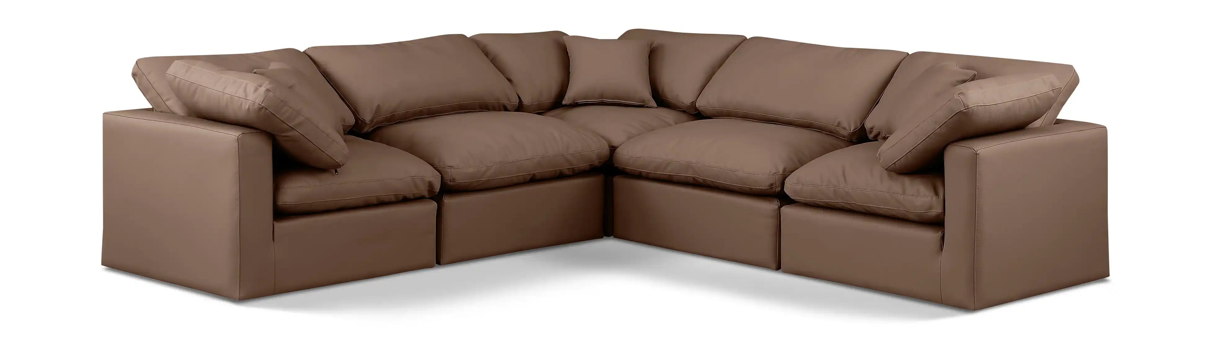 Indulge - Faux Leather 5 Piece Modular Corner Sectional - Best Buy Furniture