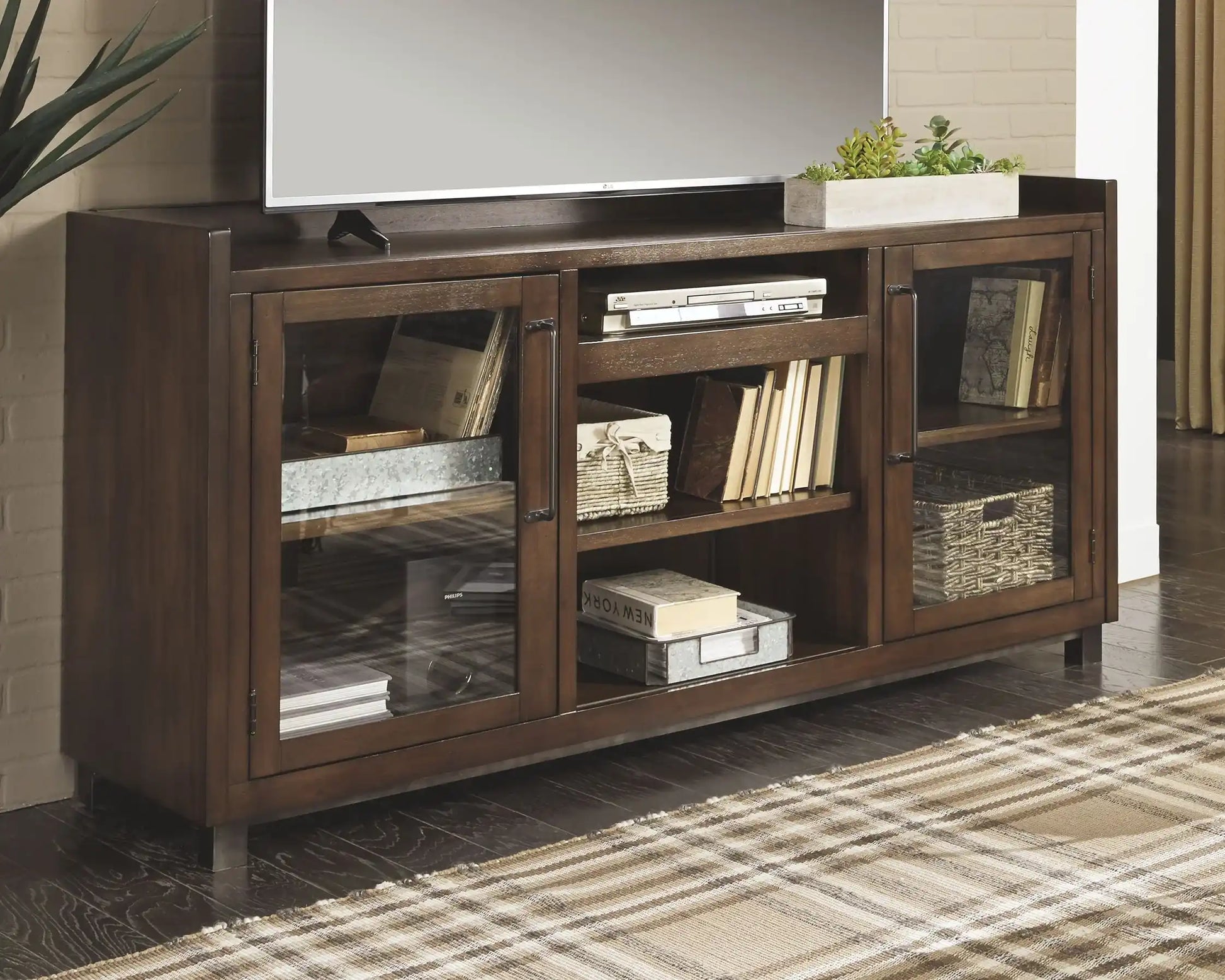 Starmore - XL TV Stand w/Fireplace Option - Brown - Best Buy Furniture