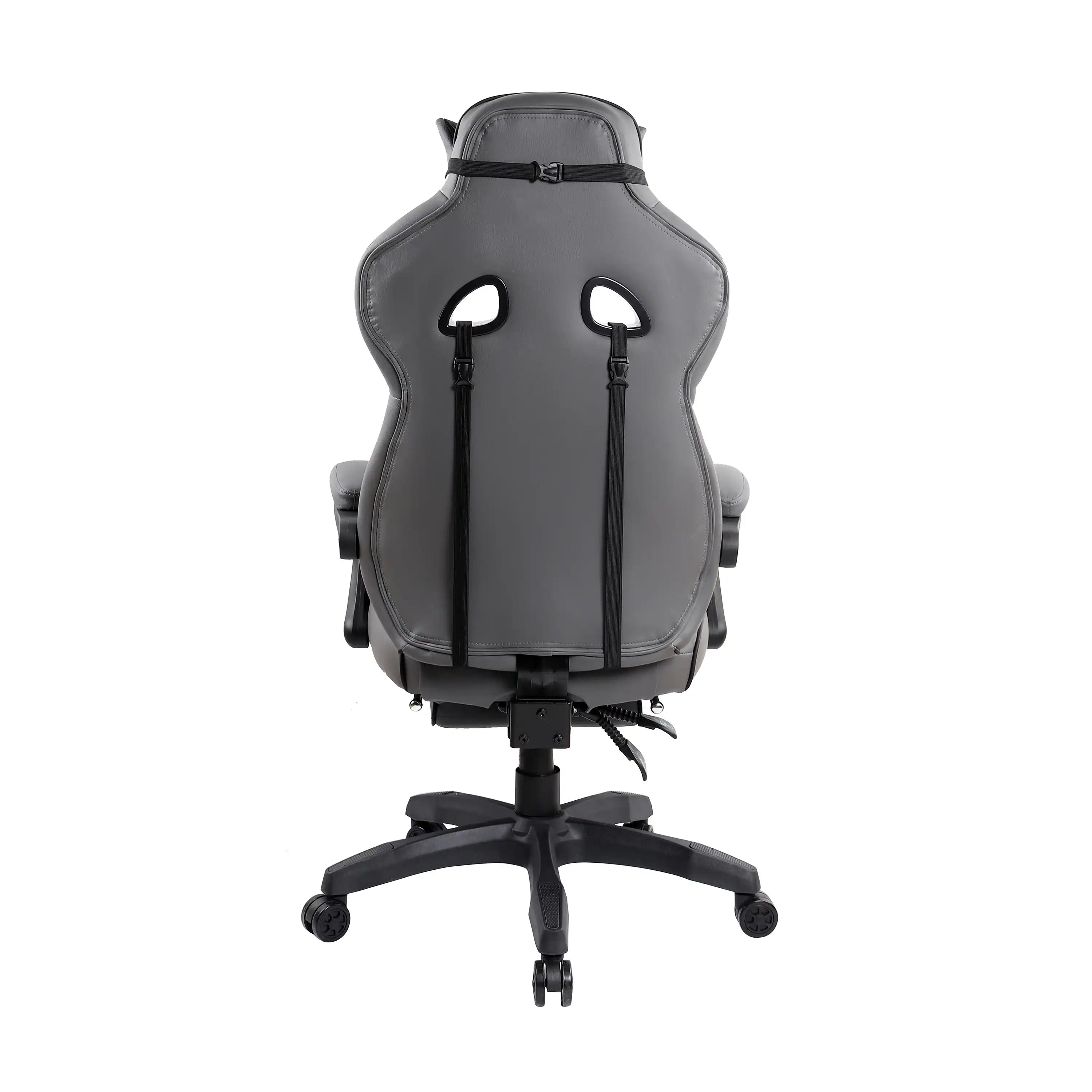 Gaming Racing Style Fully Reclining Executive Office Chair with Footrest, Black & Grey - Best Buy Furniture