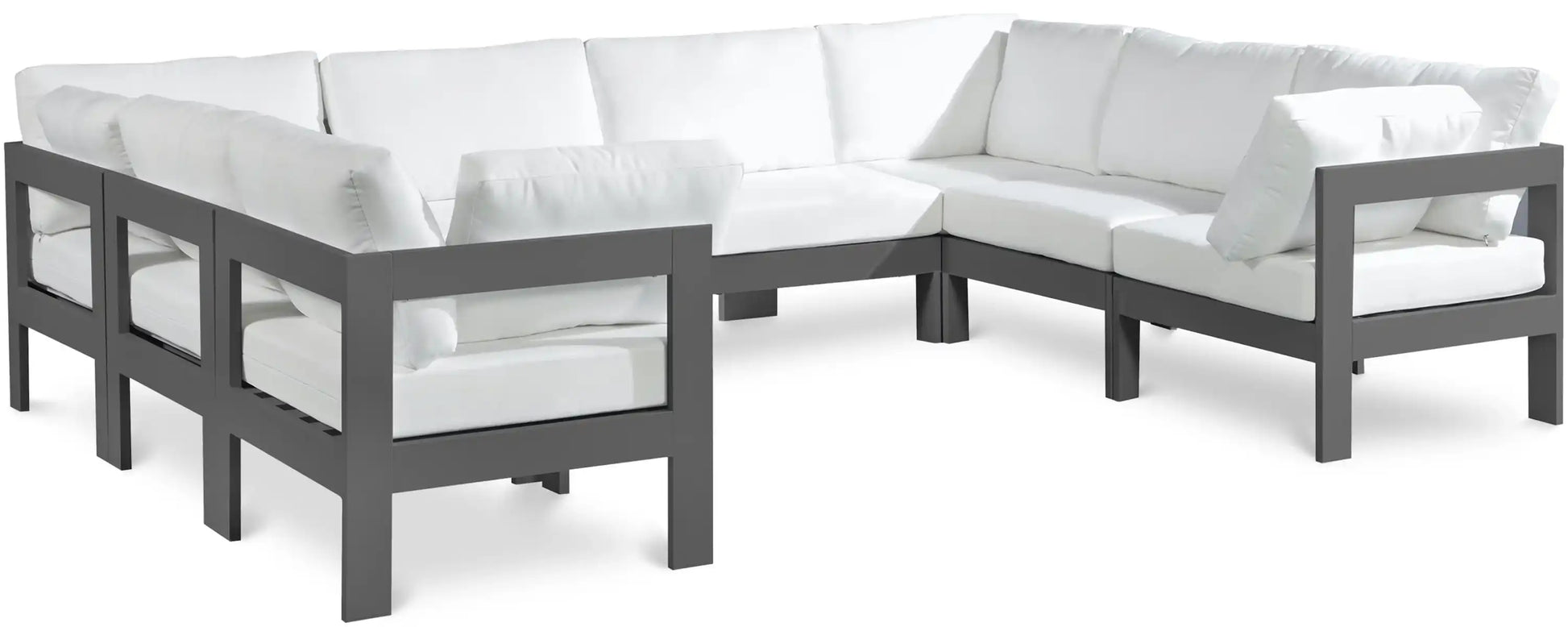 Nizuc - Outdoor Patio 8 Piece Modular Sectional With Gray Frame - Best Buy Furniture