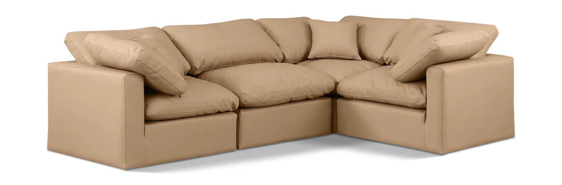Indulge - Faux Leather 4 Piece Modular Corner Sectional - Tan - Best Buy Furniture