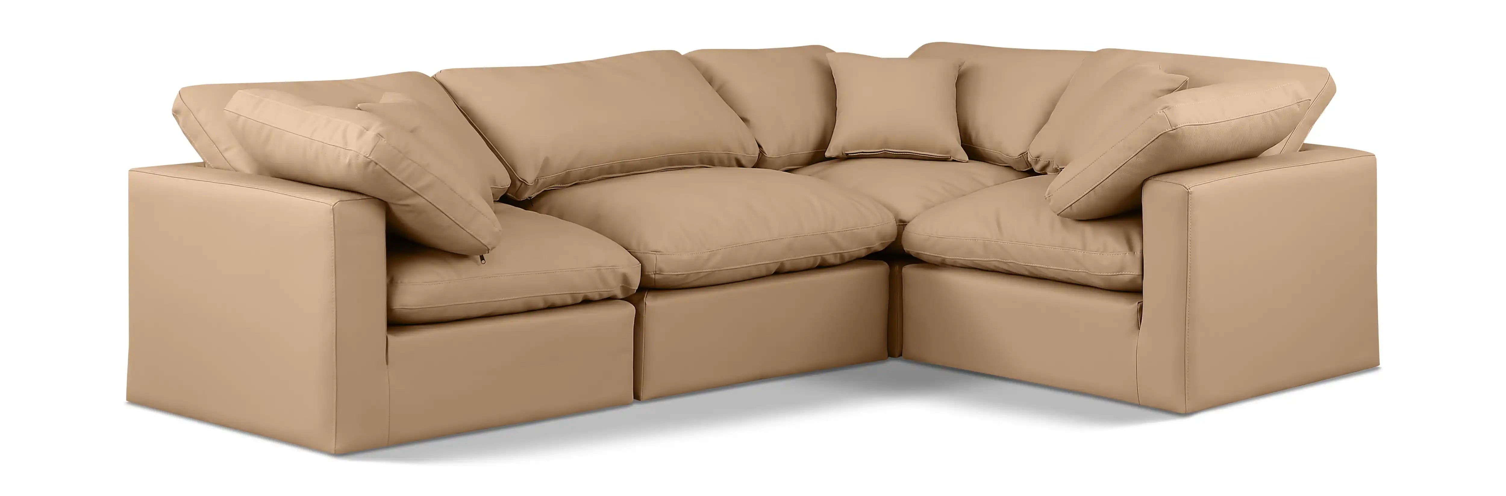 Indulge - Faux Leather 4 Piece Modular Corner Sectional - Tan - Best Buy Furniture