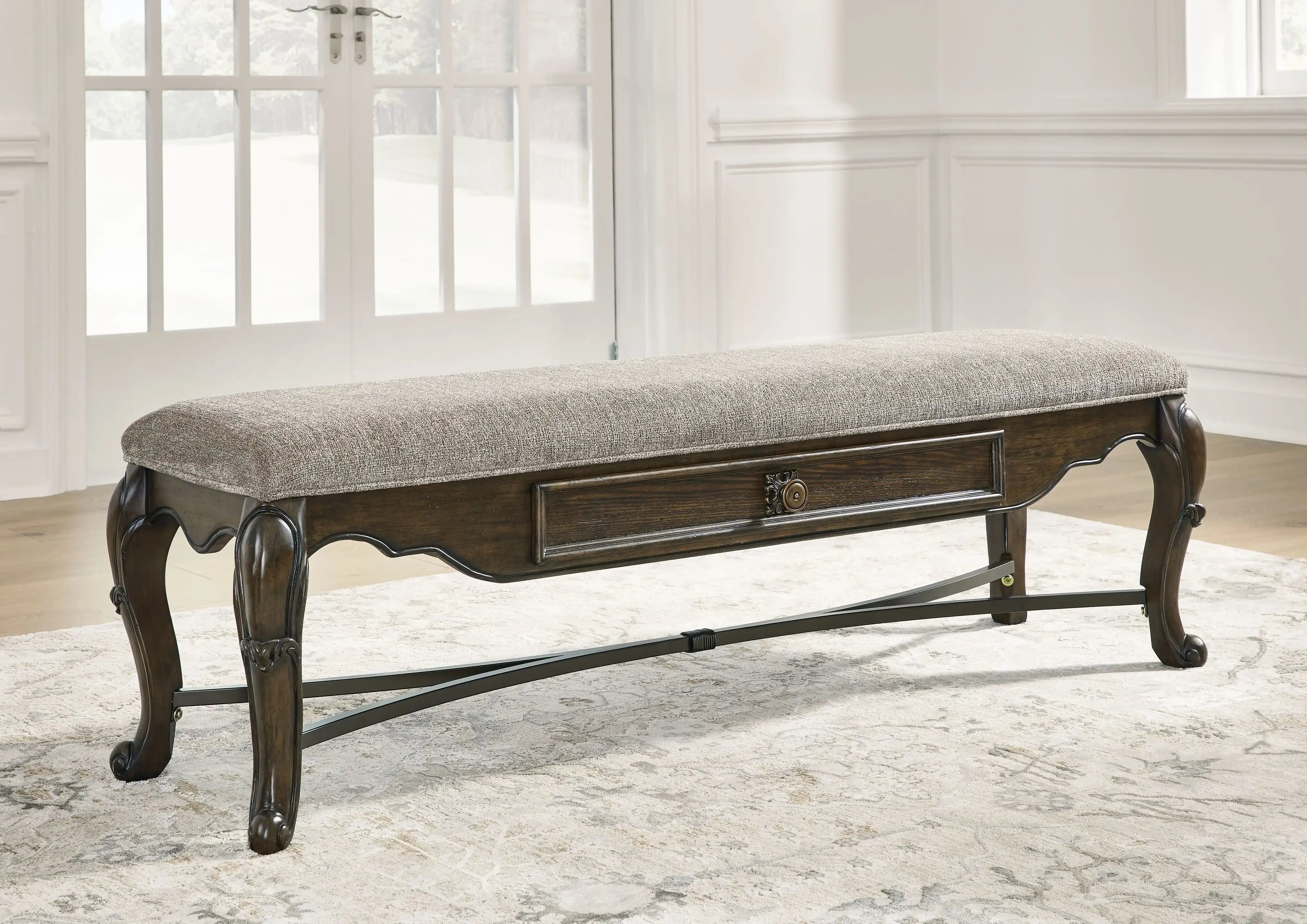 Maylee - Upholstered Storage Bench - Dark Brown - Best Buy Furniture