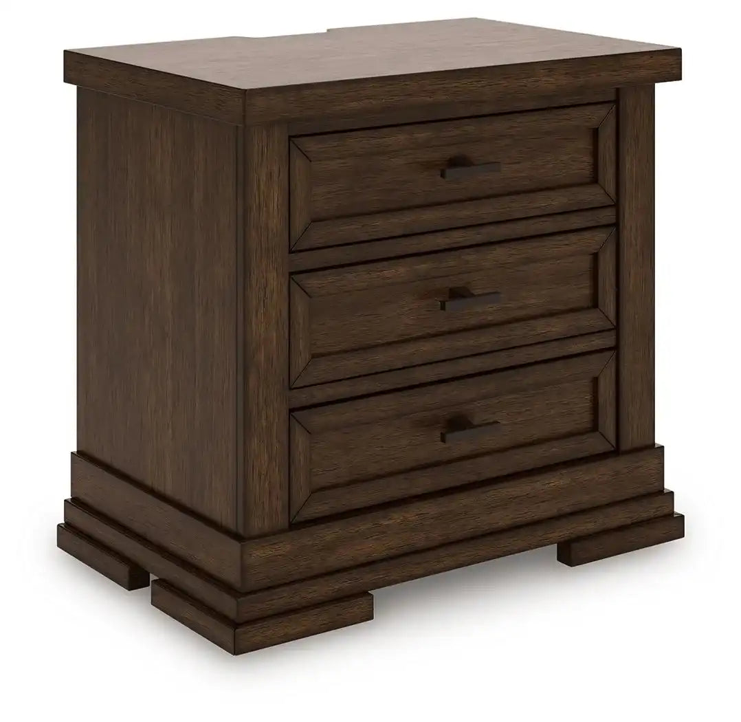 Taffenbrook - Three Drawer Night Stand - Medium Brown - Best Buy Furniture