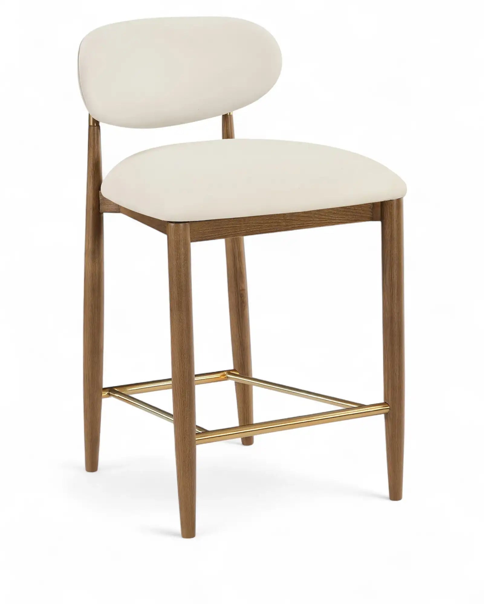 Riccio - Stool - Walnut And Gold Frame - Best Buy Furniture