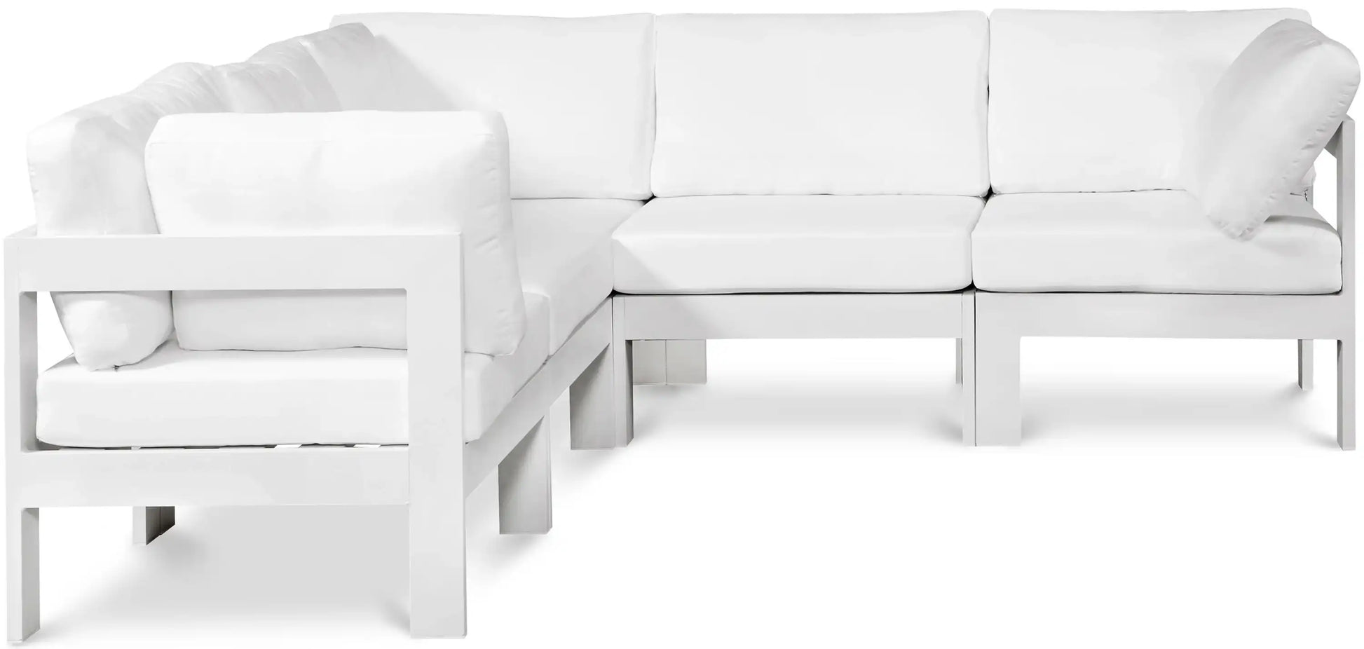 Nizuc - Outdoor Patio 5 Piece Modular Sectional With White Frame - Best Buy Furniture