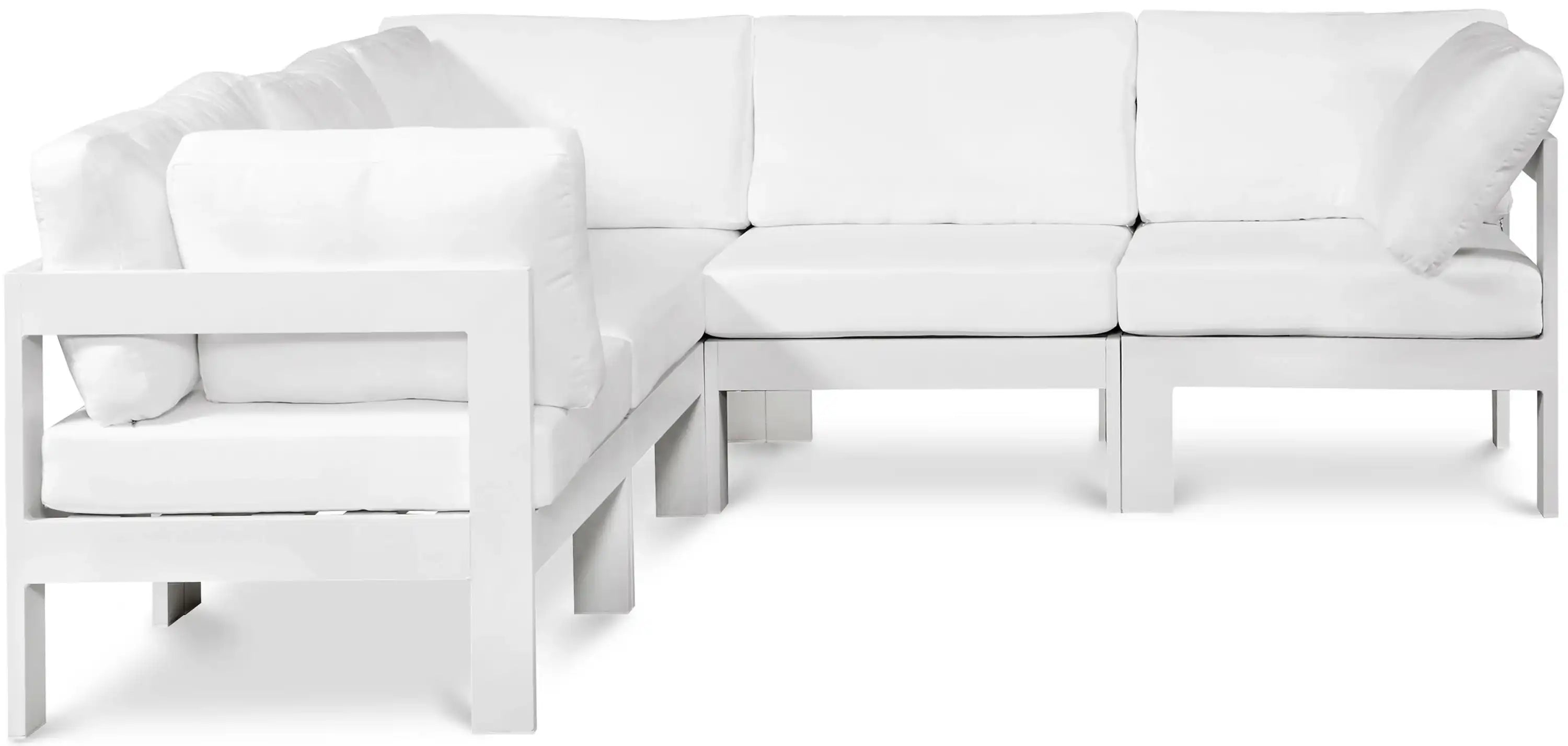 Nizuc - Outdoor Patio 5 Piece Modular Sectional With White Frame - Best Buy Furniture