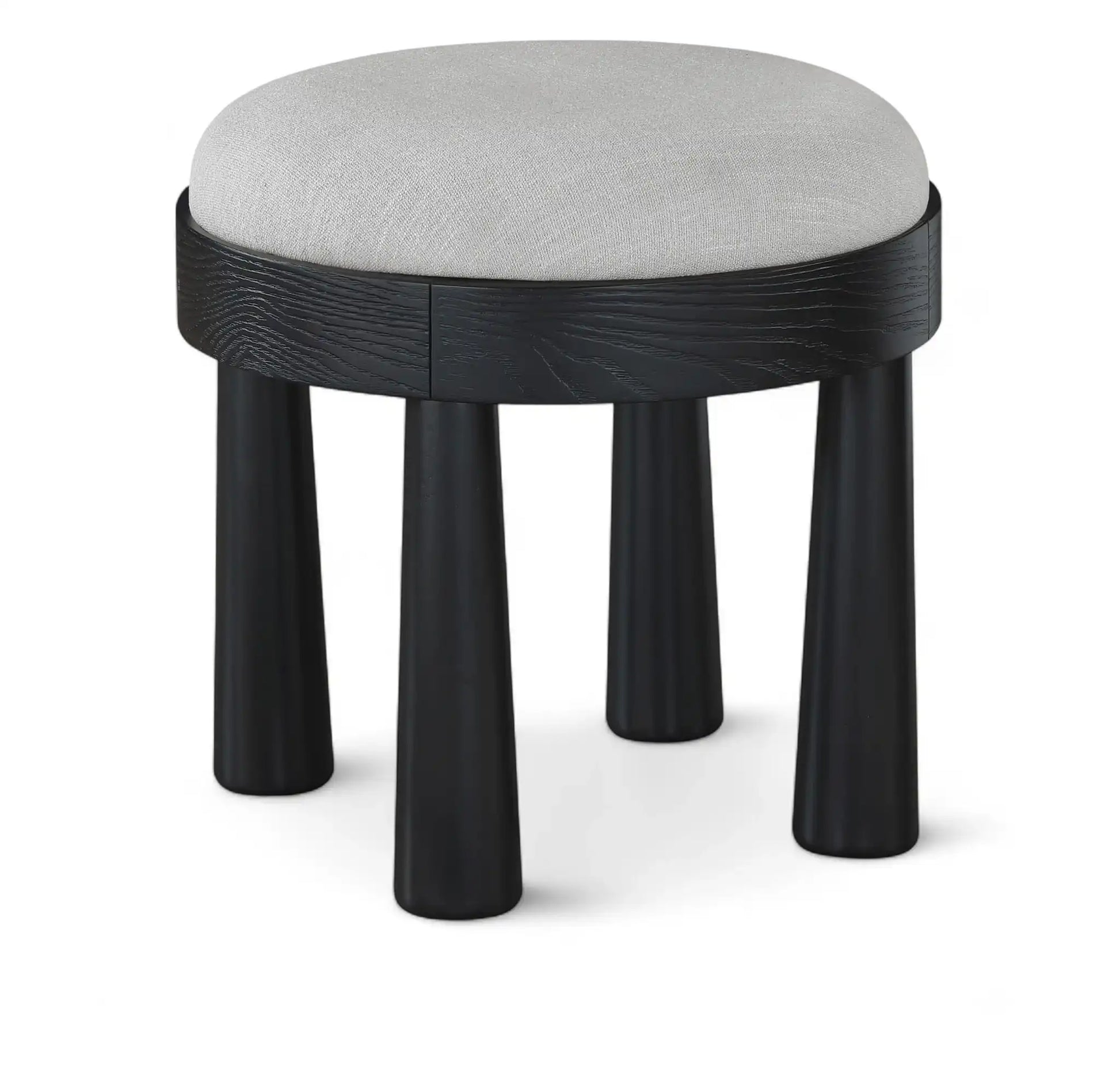 Larea - Linen Textured Fabric Ottoman - Black Base - Best Buy Furniture