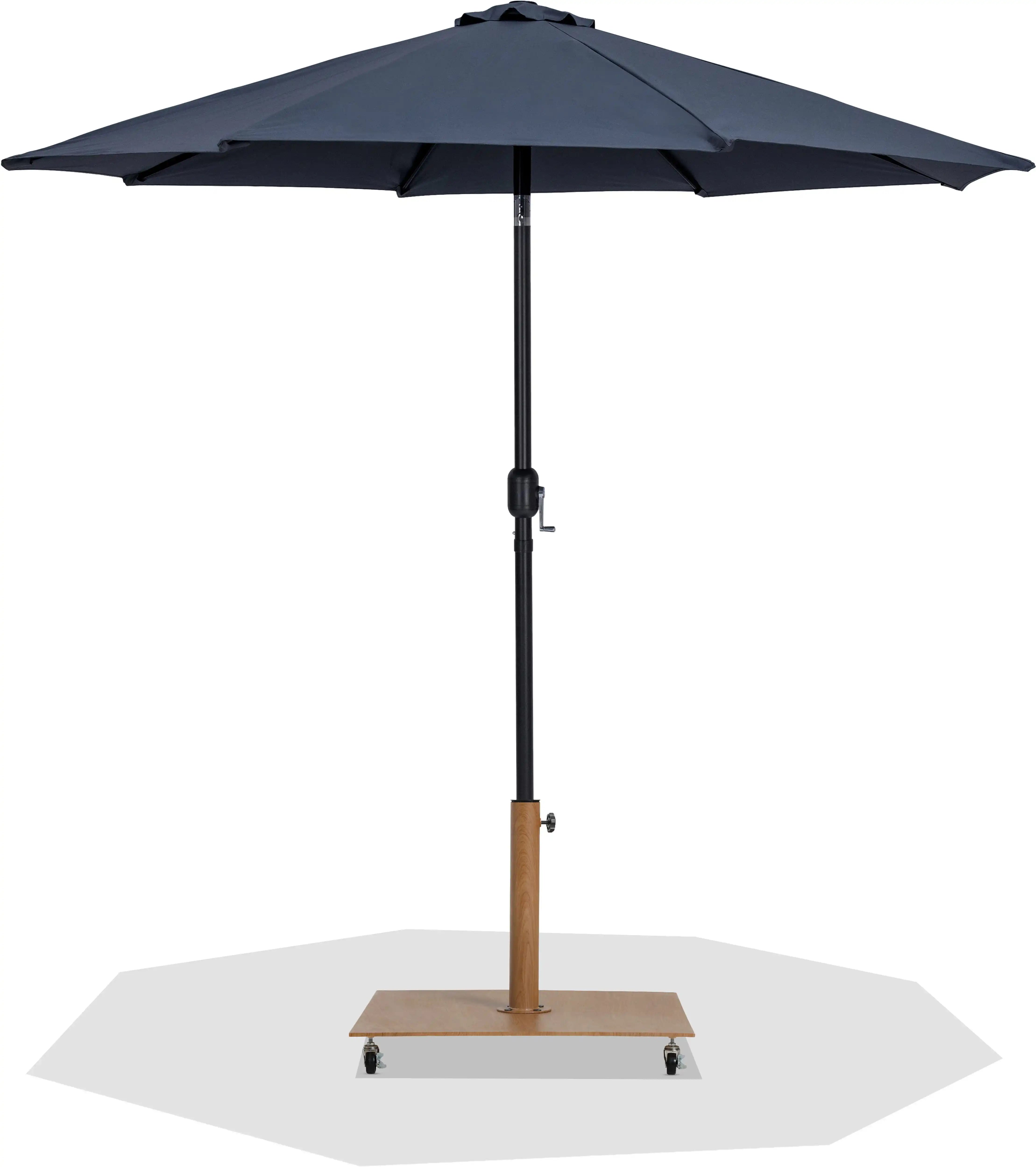 Fiji - Aluminum Patio Umbrella With Square Teak And Black Base - Best Buy Furniture