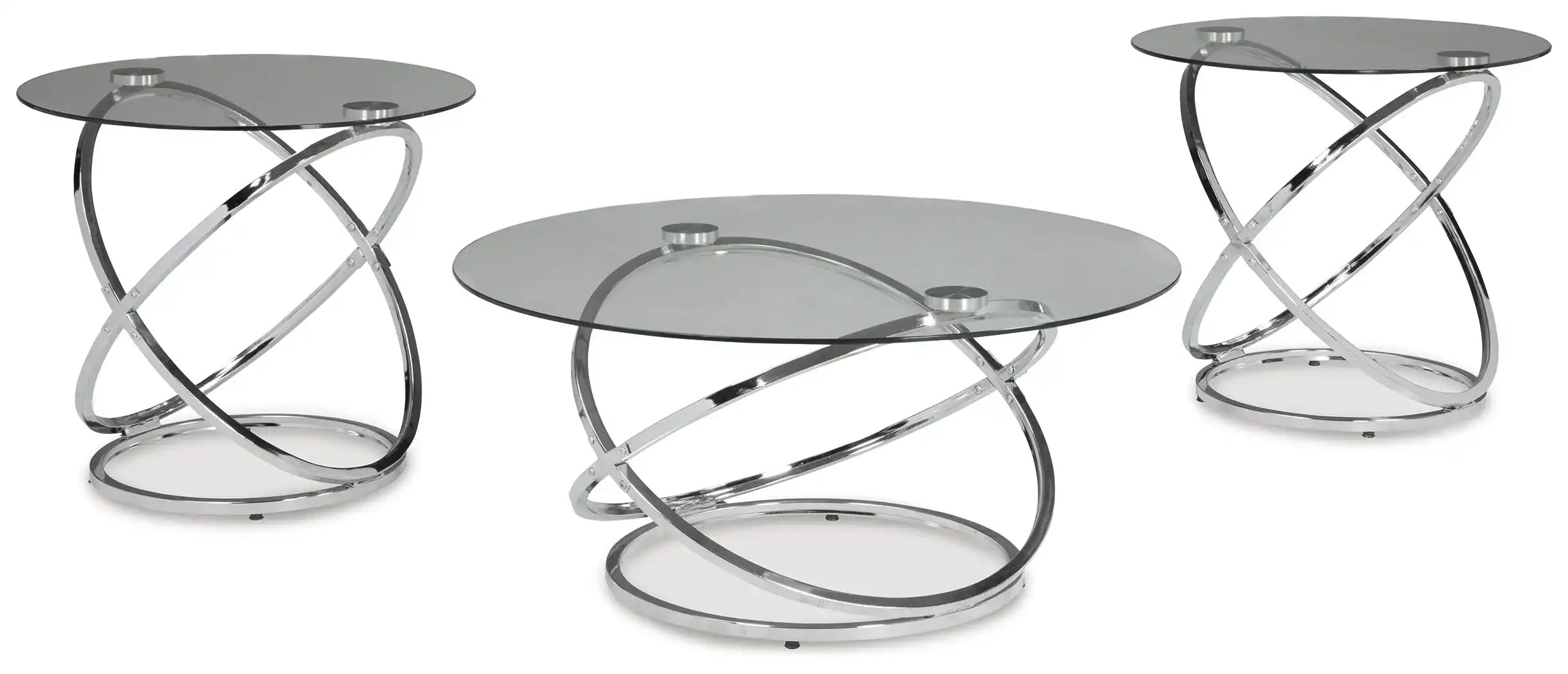 Hollynyx - Occasional Table Set (Set of 3) - Chrome Finish - Best Buy Furniture