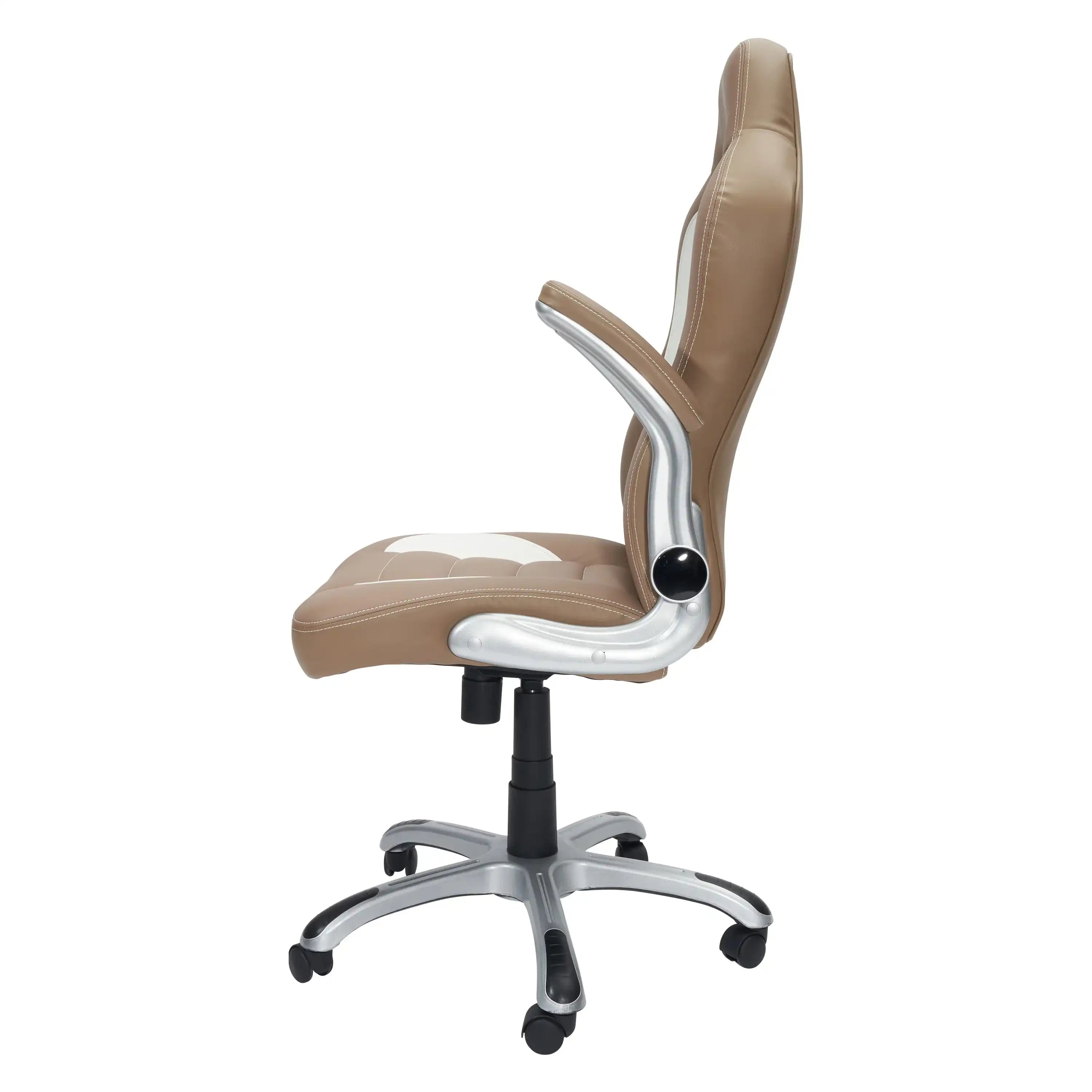 Techni Mobili High Back Executive Sport Race Office Chair with Flip-Up Arms, Camel - Best Buy Furniture
