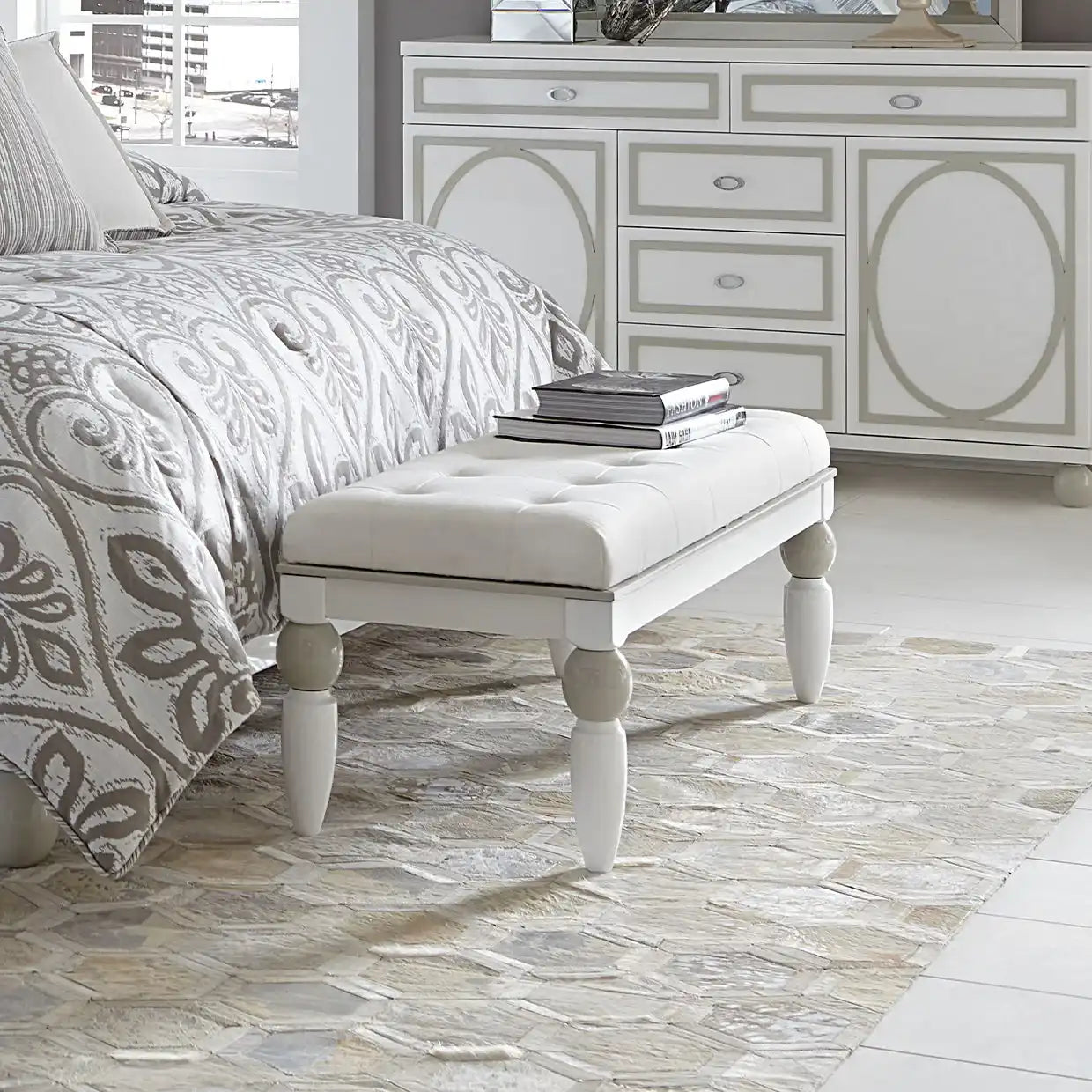 Sky Tower - Bedside Bench - Ice / Cloud White - Best Buy Furniture