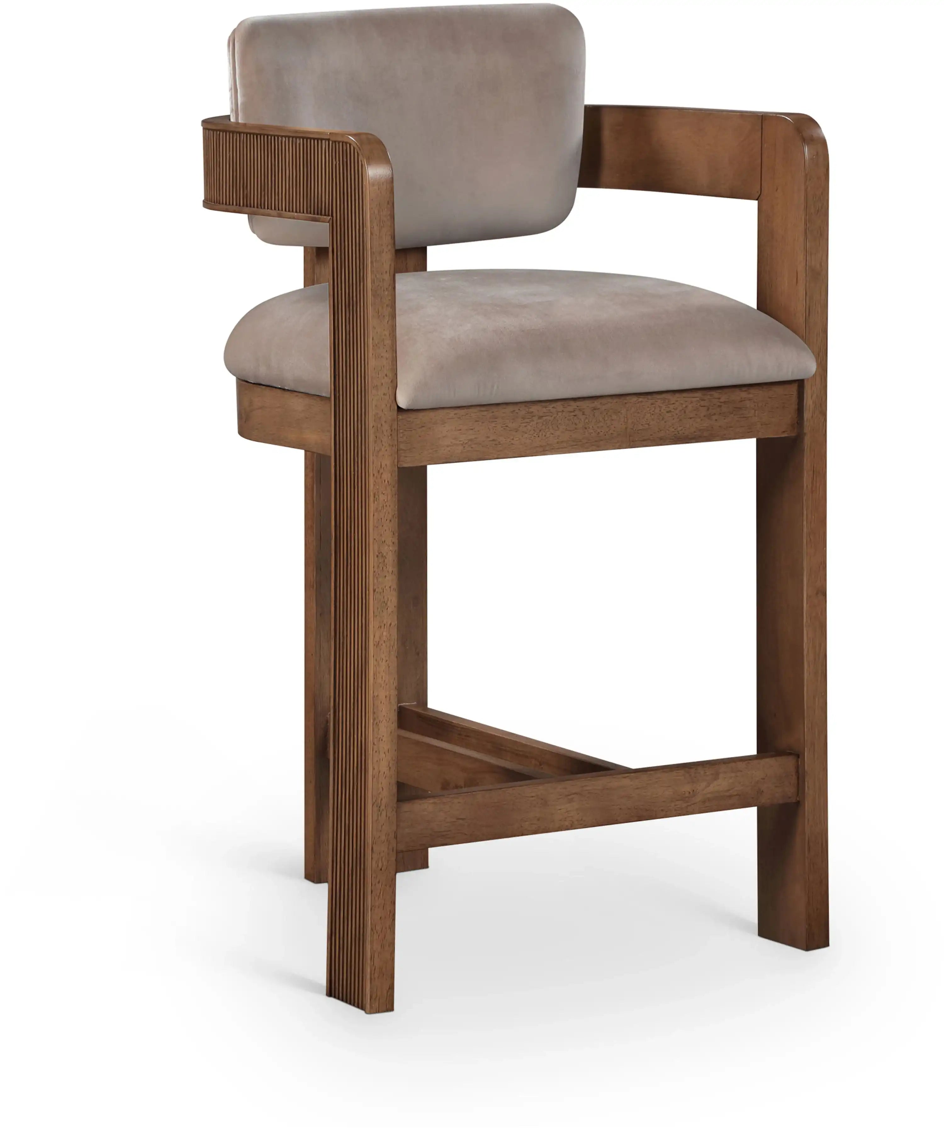 Sacha - Velvet Stool With Brown Base - Best Buy Furniture