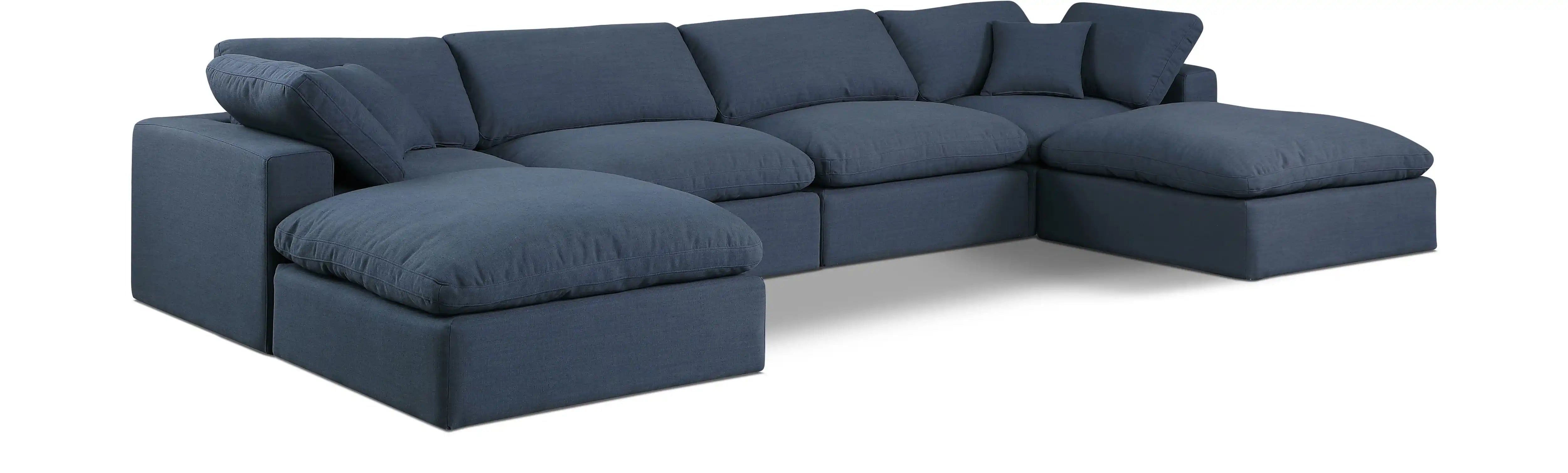 Comfy - 6 Piece Linen Modular Double Chaise Sectional - Best Buy Furniture