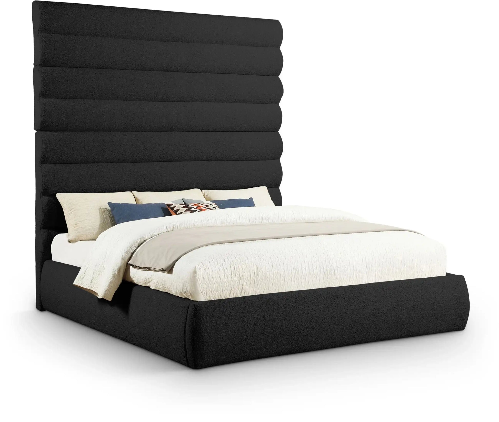 Adam - Boucle Fabric Bed With 89" Headboard - Best Buy Furniture