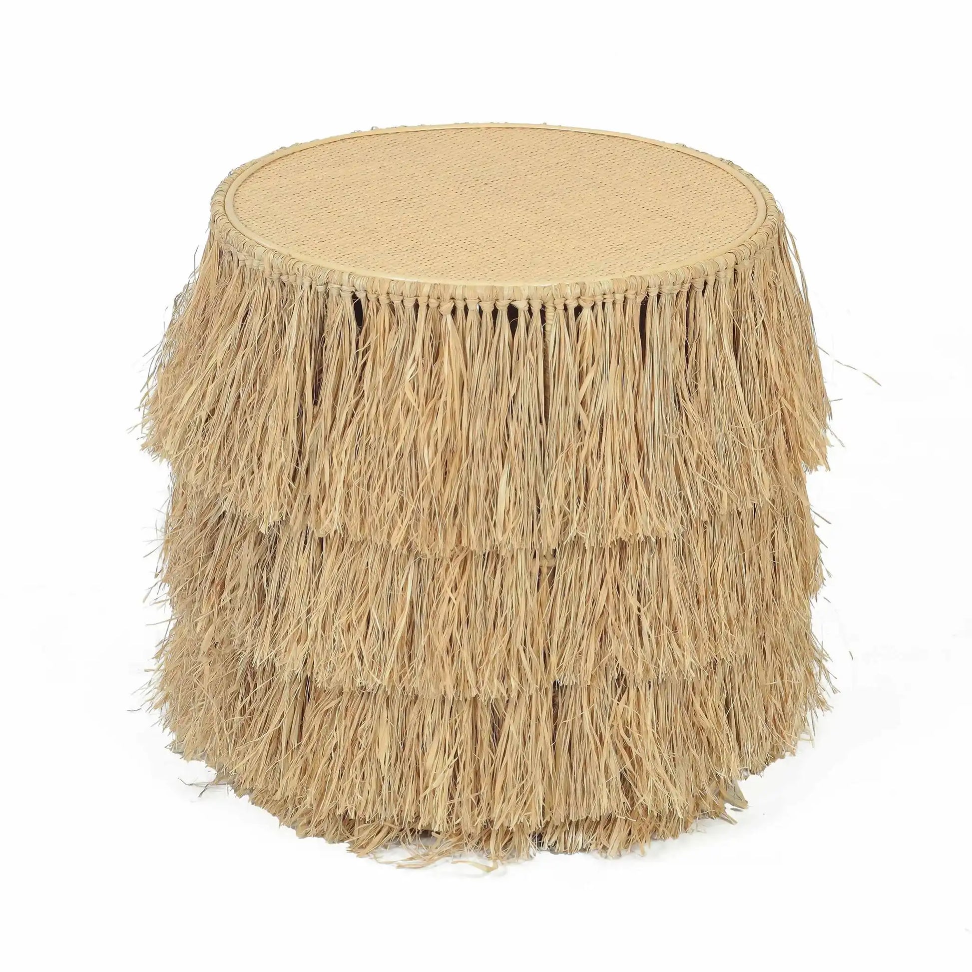 Luau - Rattan Round End Table - Natural - Best Buy Furniture
