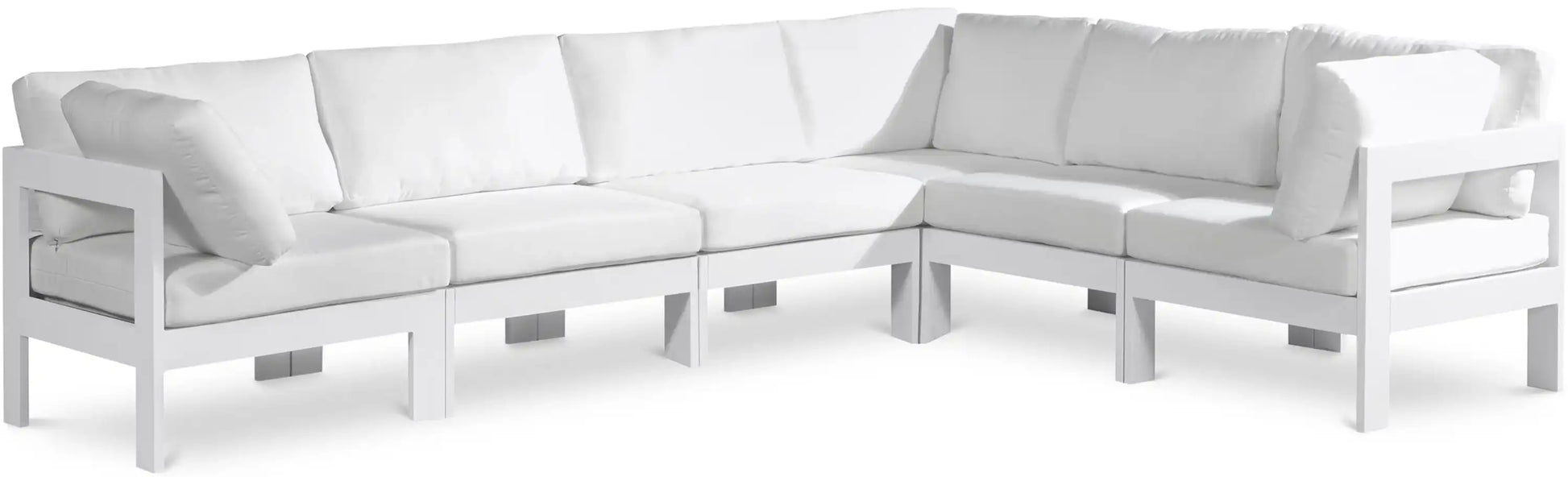Nizuc - Outdoor Patio 6 Piece Modular Sectional With White Frame - Best Buy Furniture
