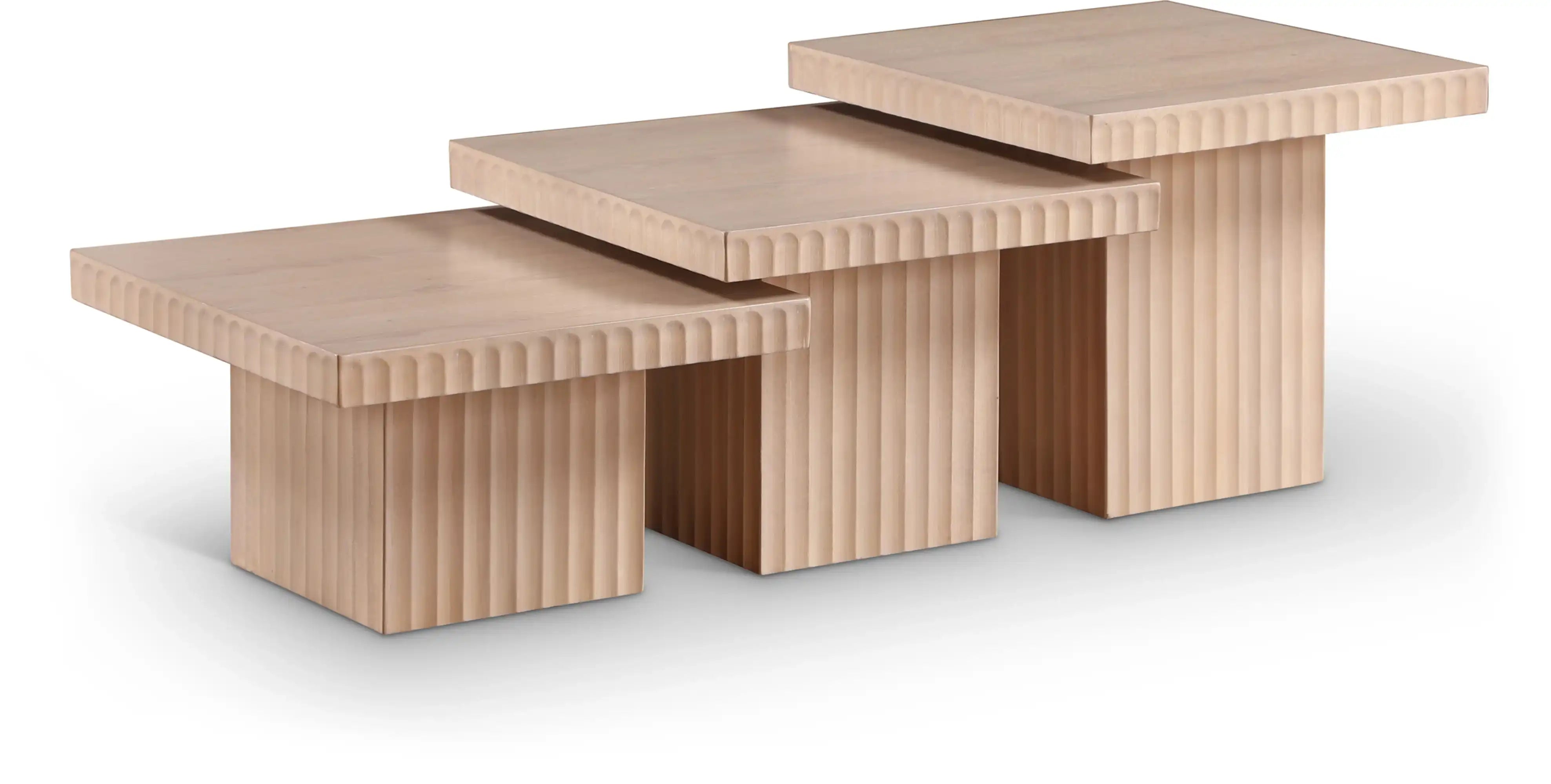 Spencer - Oak Veneer 3 Piece Coffee Tabl - Best Buy Furniture