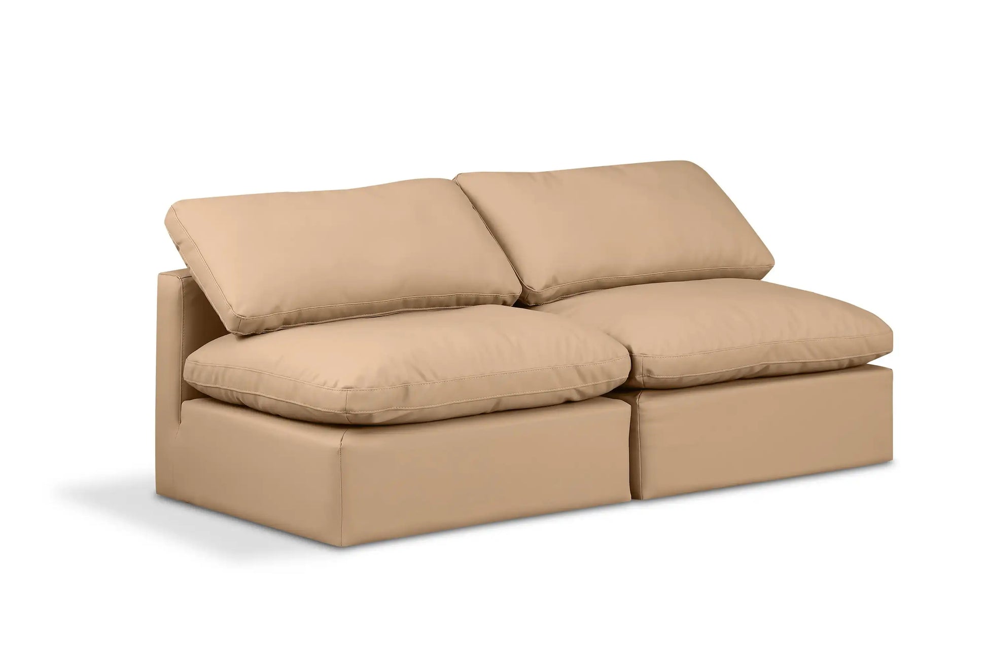 Indulge - Faux Leather 2 Piece Modular Armless Sofa - Tan - Best Buy Furniture