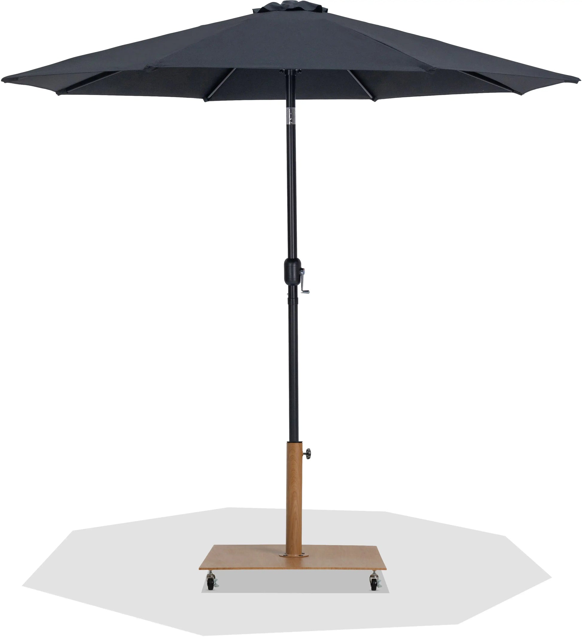 Fiji - Aluminum Patio Umbrella With Square Teak And Black Base - Best Buy Furniture