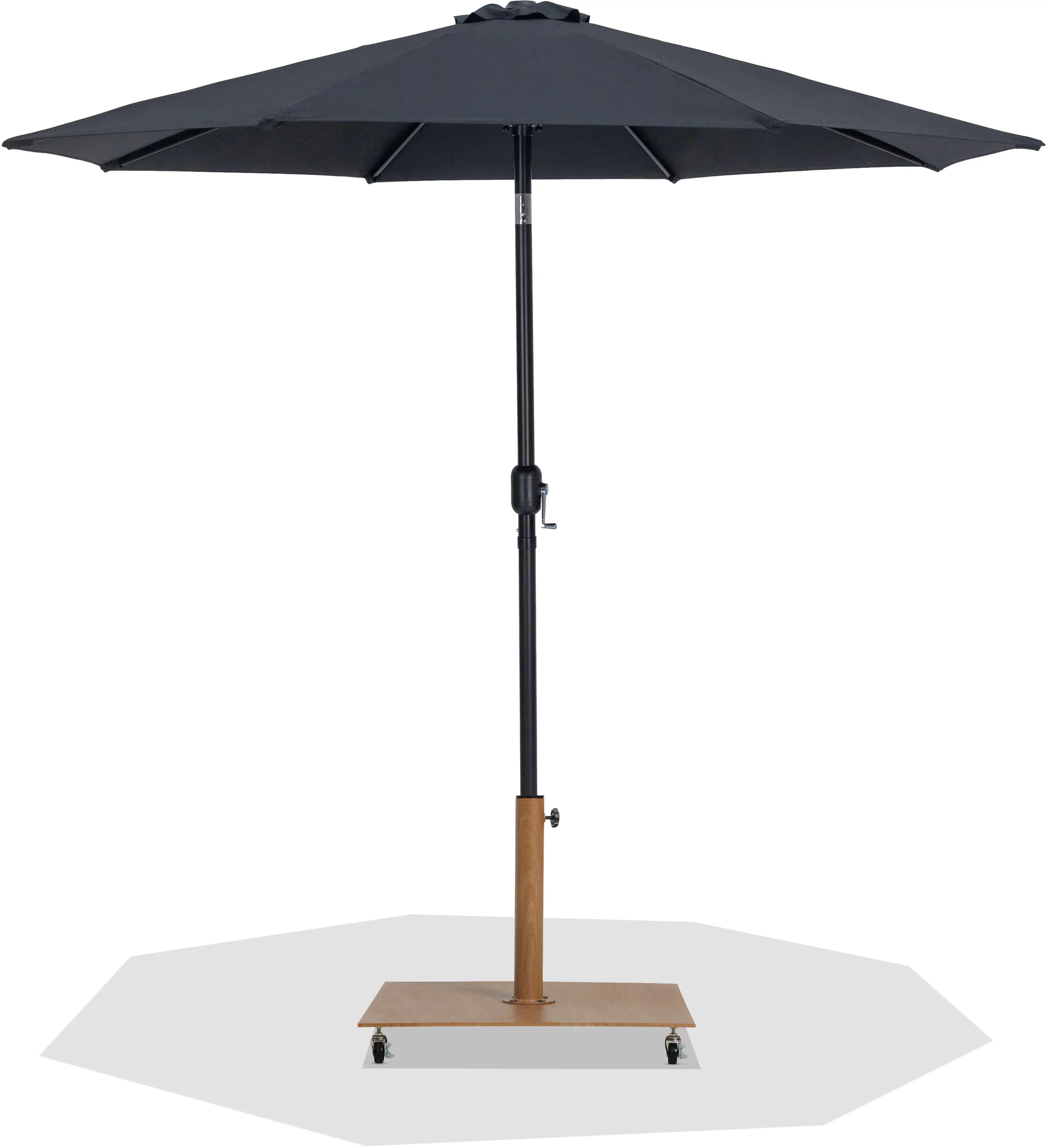 Fiji - Aluminum Patio Umbrella With Square Teak And Black Base - Best Buy Furniture