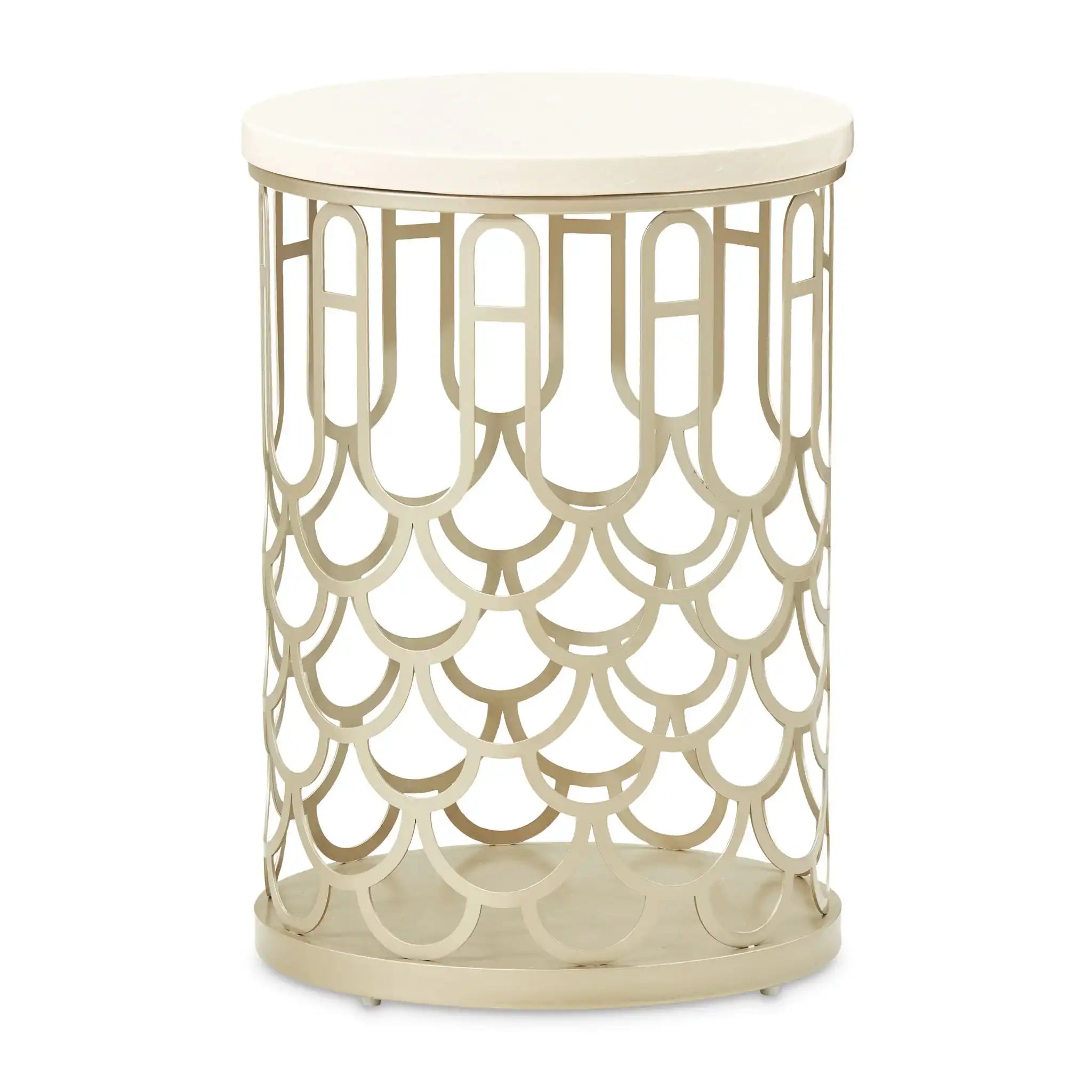La Marisia - Marble Chairside Table - Creamy Pearl / Champagne - Best Buy Furniture