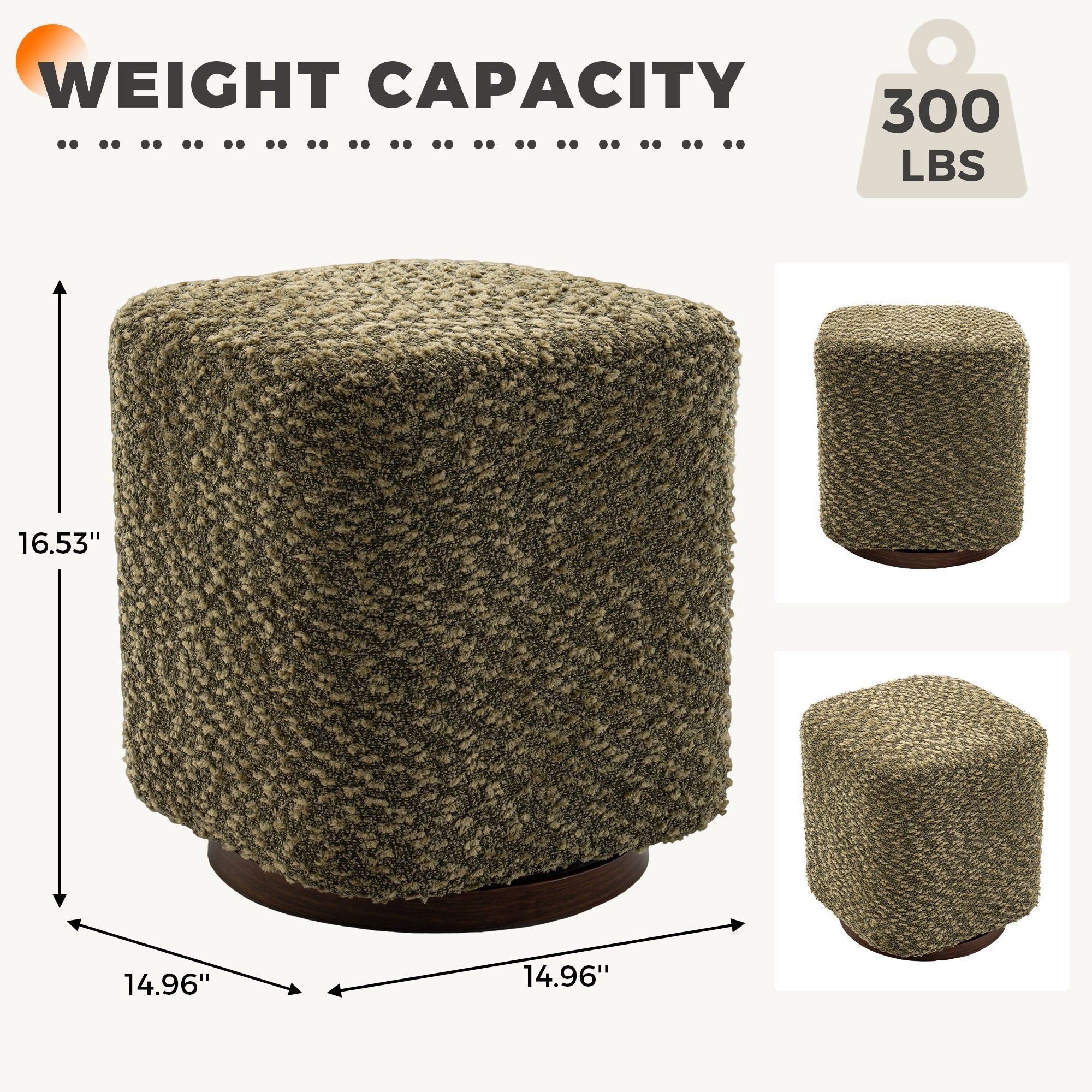 Upholstered 360° Swivel Vanity Stool