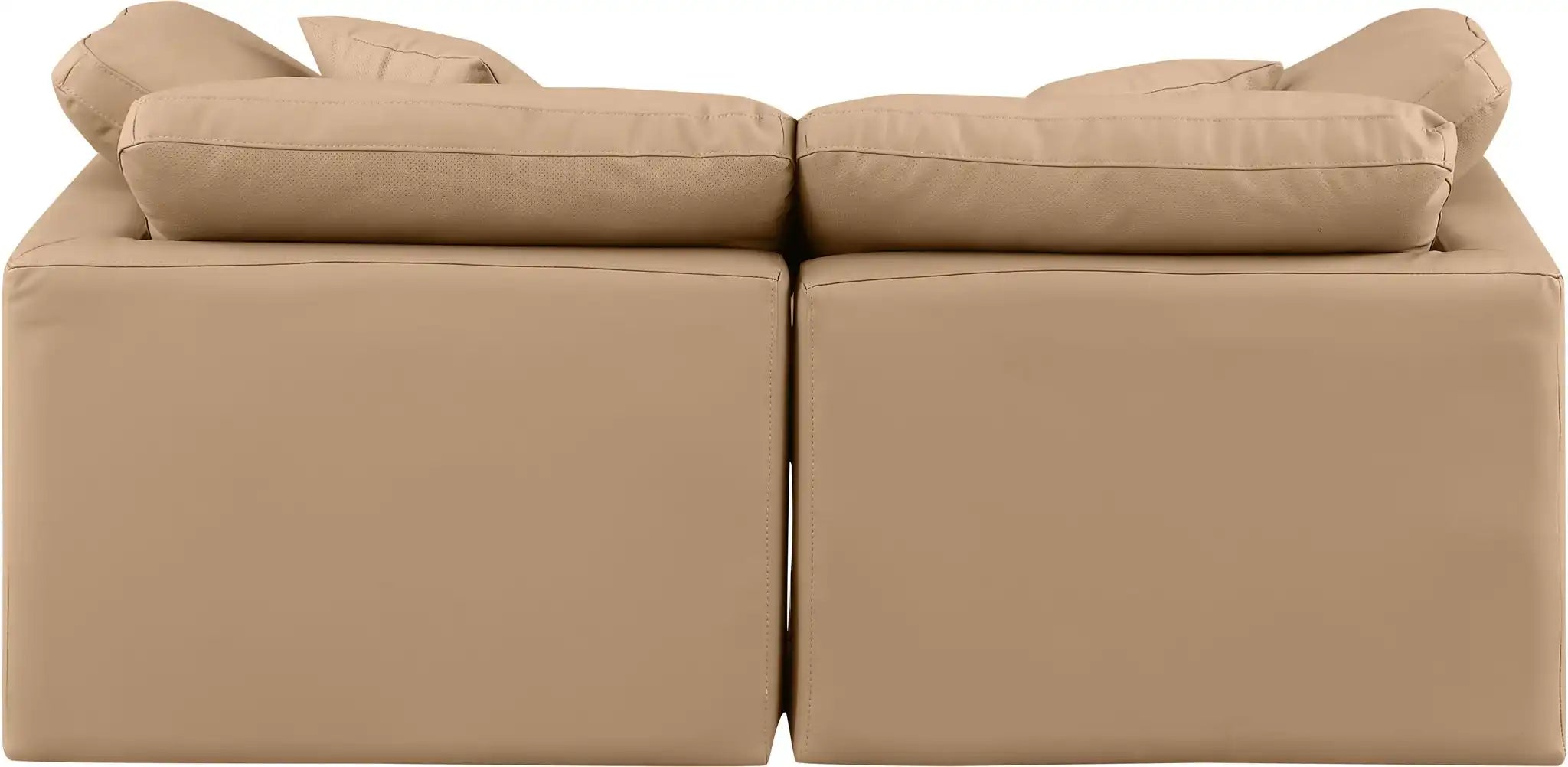 Indulge - Faux Leather 2 Piece Modular Sofa - Tan