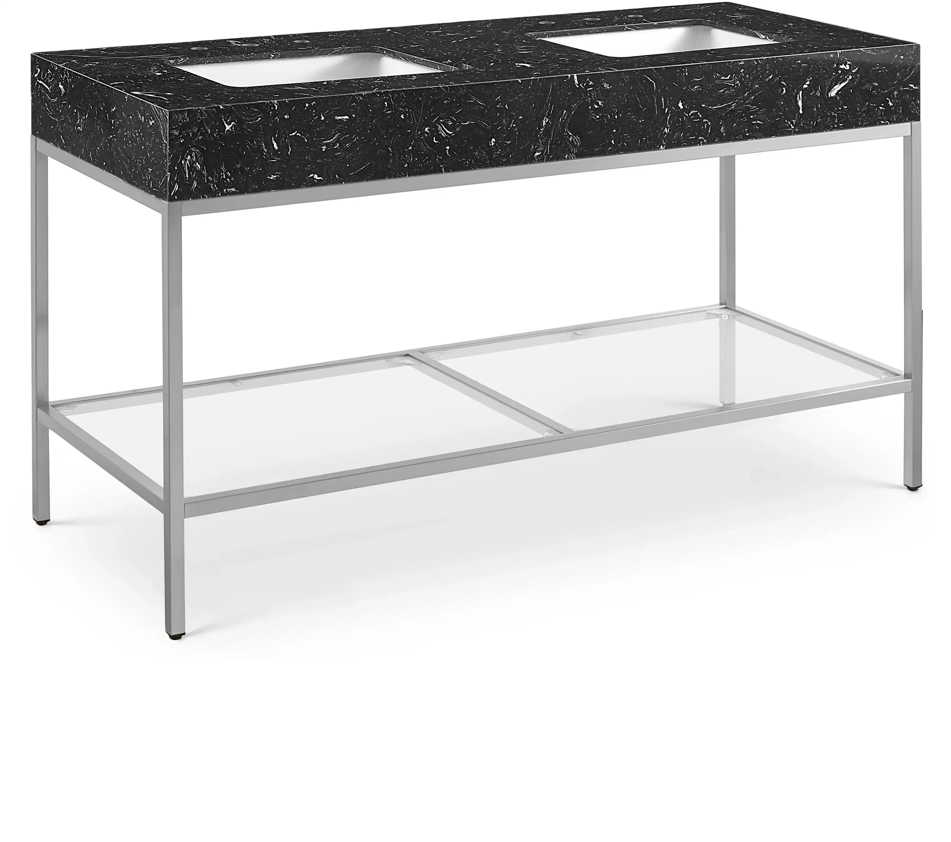 Marmo - Engineered Marble Bathroom Vanity With Chrome Base - Best Buy Furniture