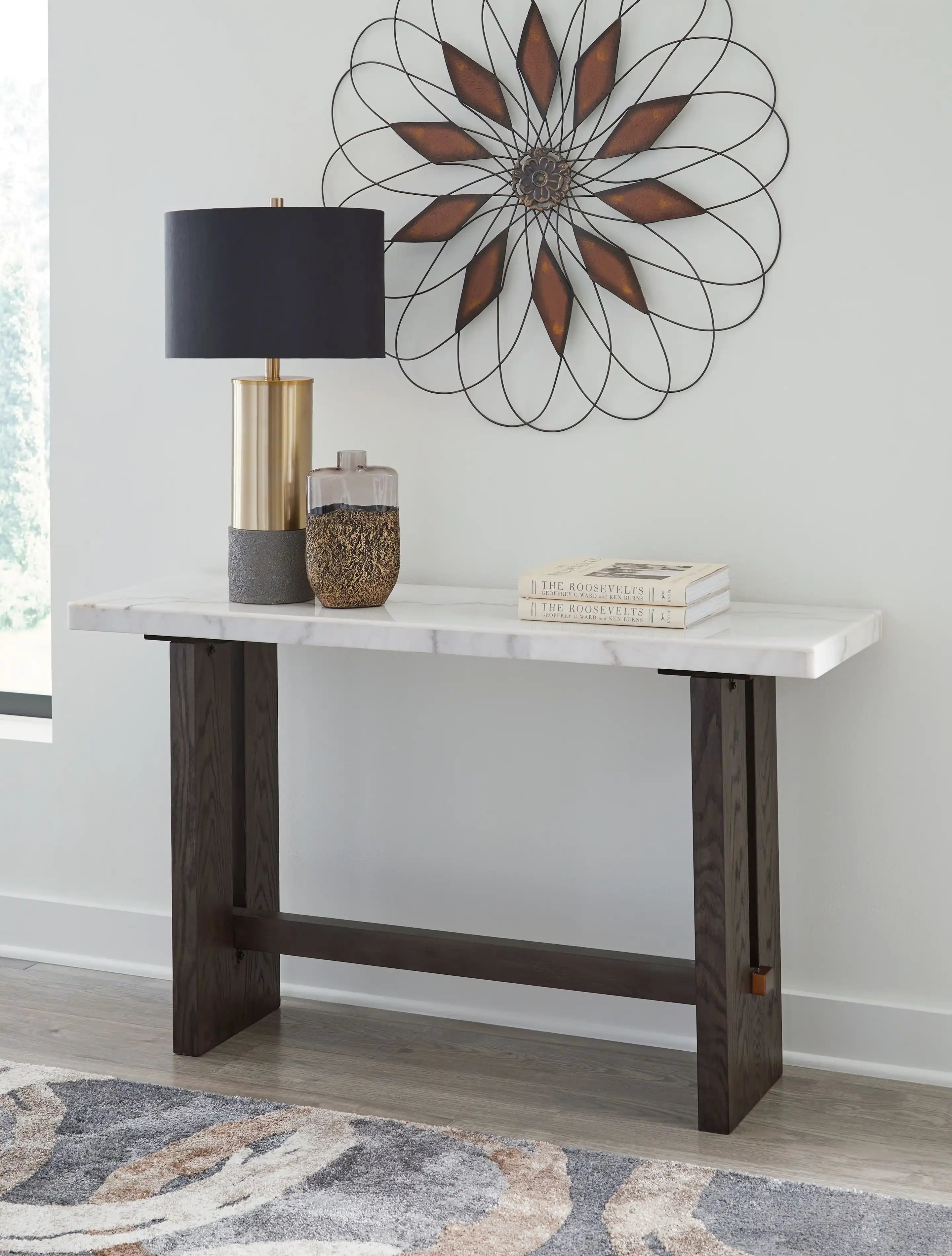 Burkhaus - Sofa Table - White / Dark Brown - Best Buy Furniture