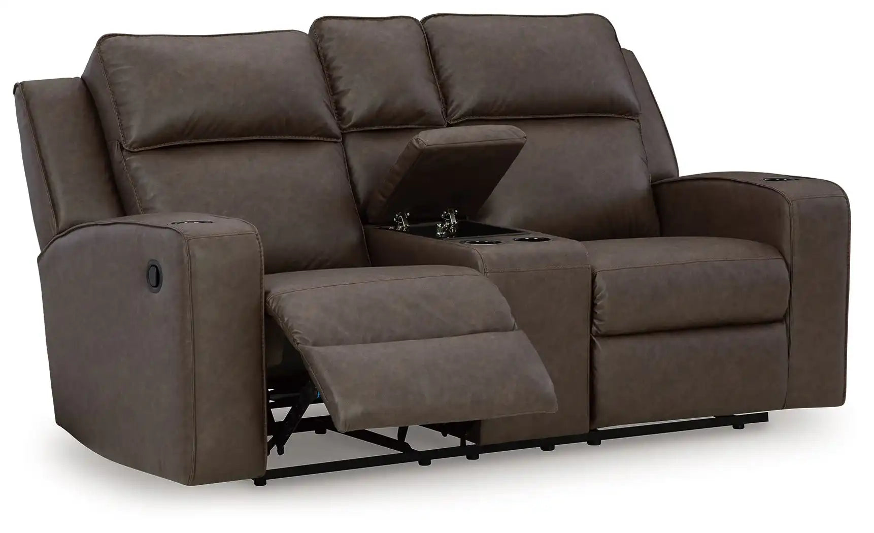 Lavenhorne - Dbl Rec Loveseat W/Console - Granite - Best Buy Furniture