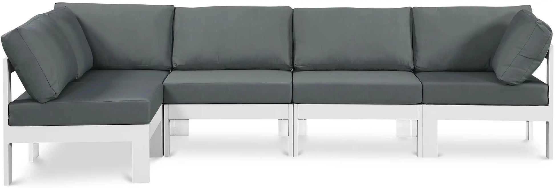Nizuc - Outdoor Patio 4 Piece Modular Sectional With White Frame - Best Buy Furniture
