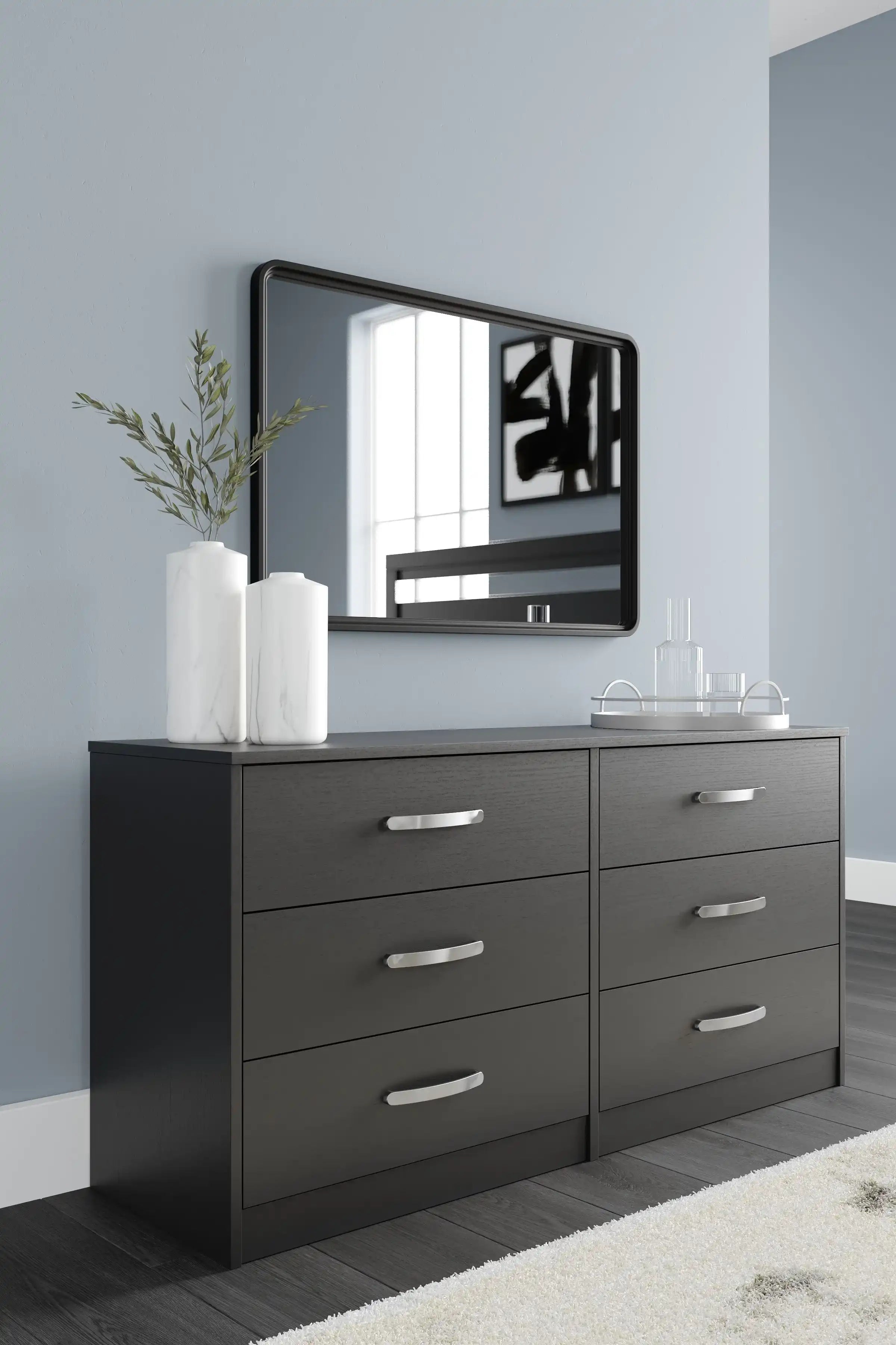 Finch - Six Drawer Dresser - 29'' Height - Black - Best Buy Furniture