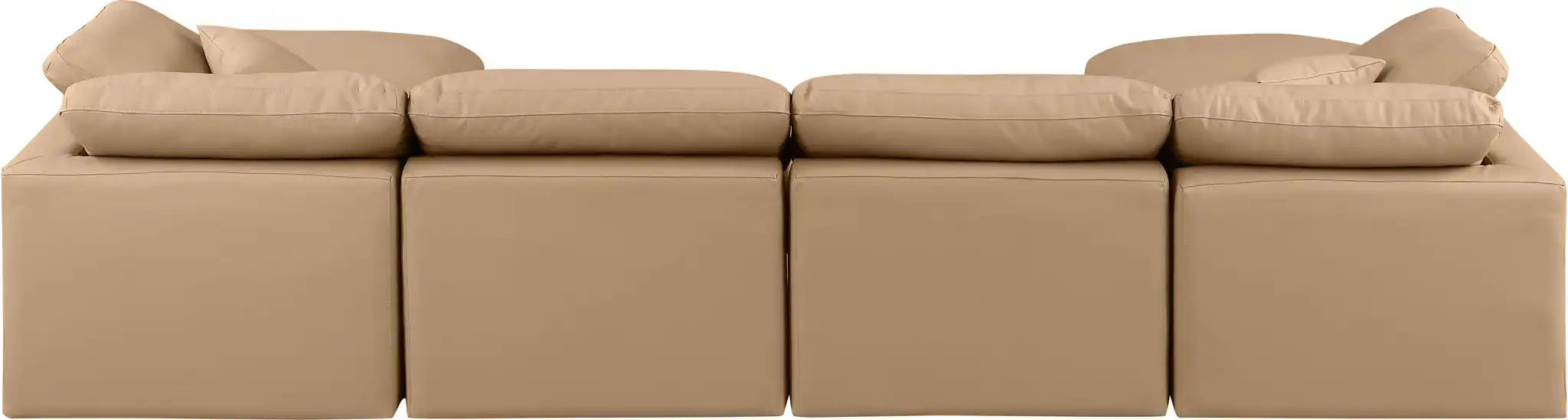 Indulge - Faux Leather 6 Piece Modular Double Chaise Sectional - Tan