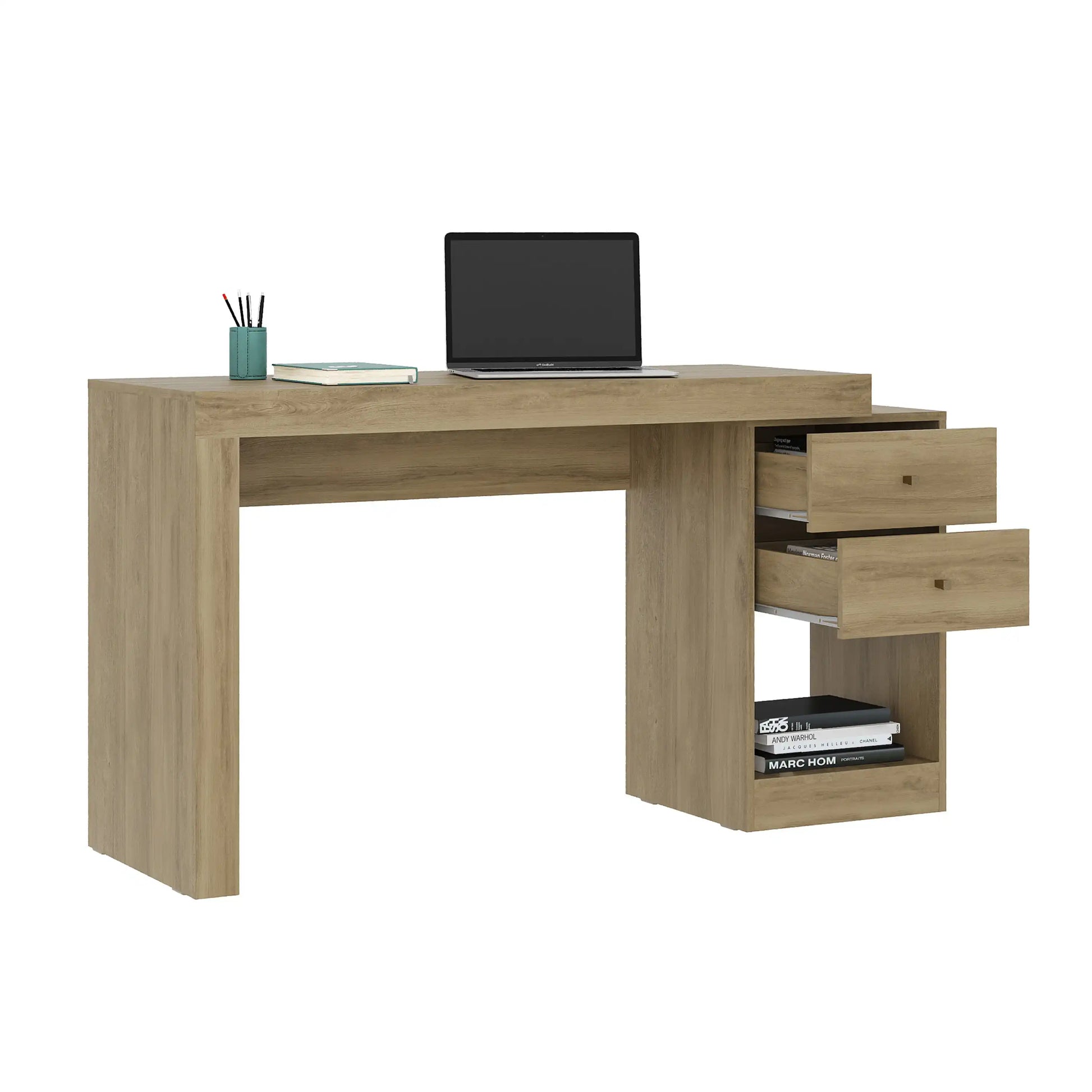 Techni Mobili Expandable Home Office Desk, Pine - Best Buy Furniture