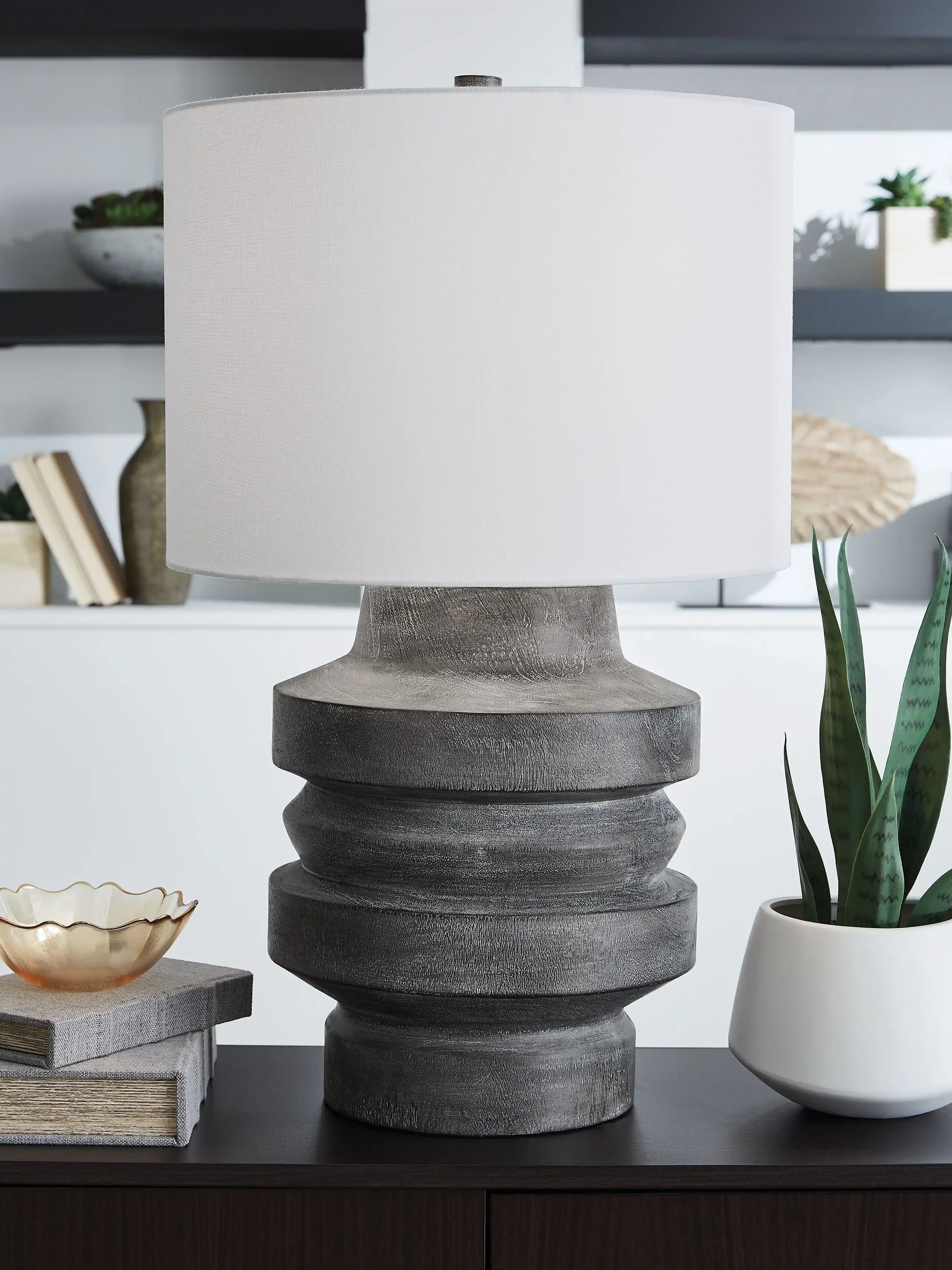 Wahida - Poly Table Lamp - Distressed Black - Best Buy Furniture
