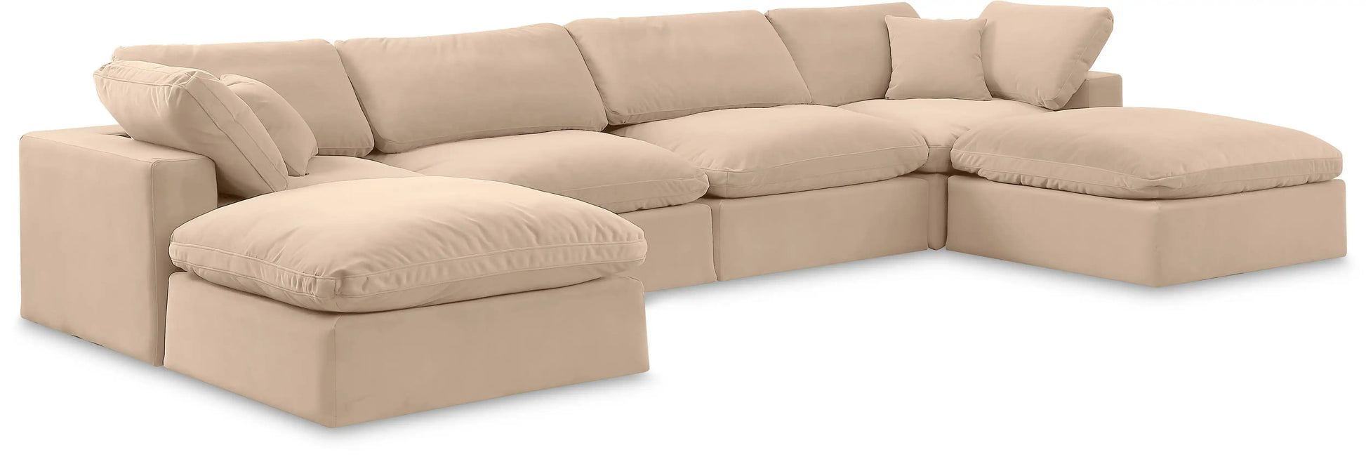 Comfy - 6 Piece Velvet Modular Double Chaise Sectional - Best Buy Furniture