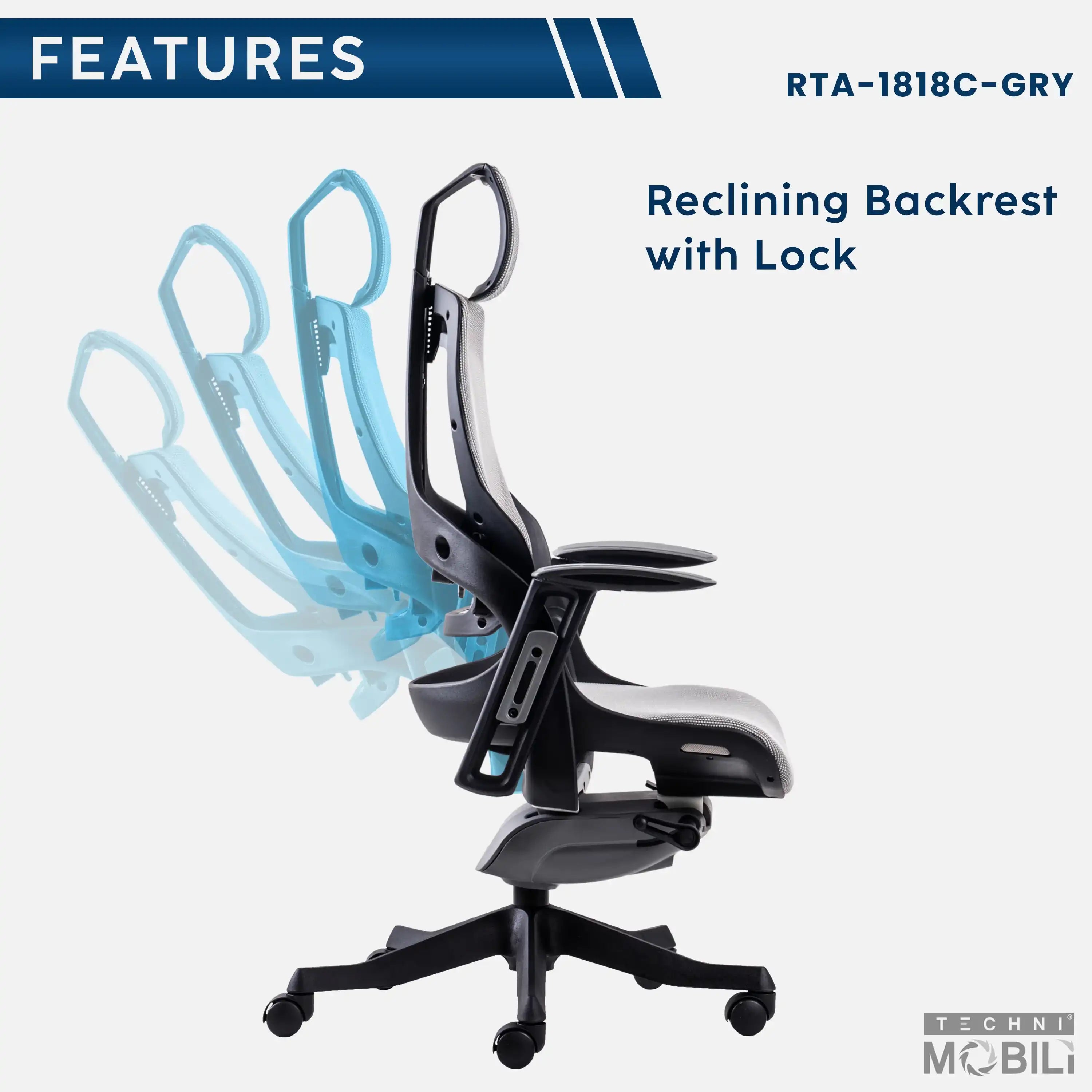 Techni Mobili LUX Ergonomic Executive Chair, Grey - Best Buy Furniture