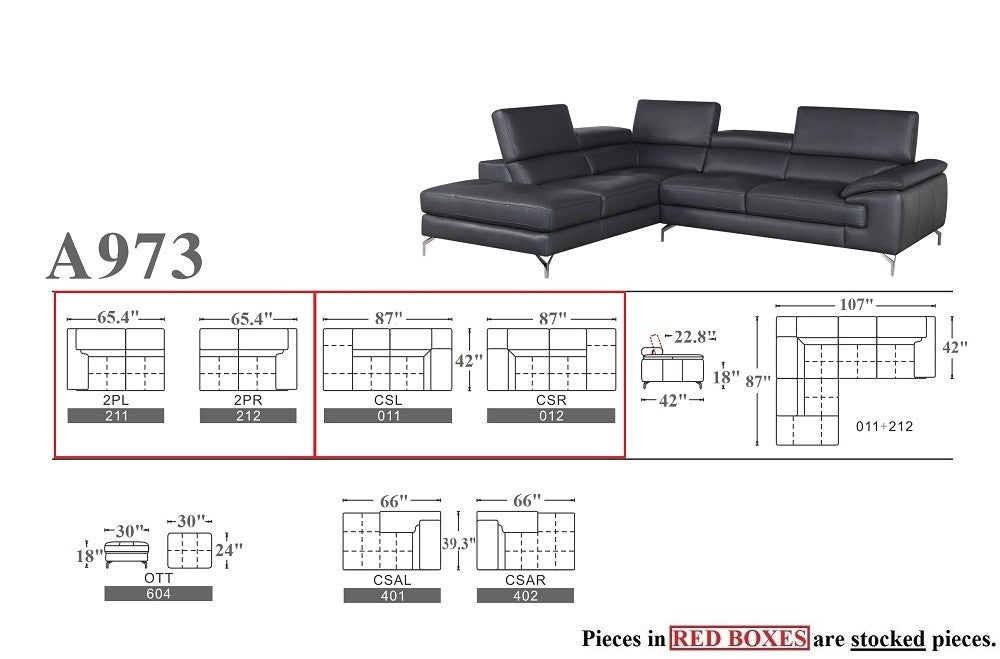 Arya Premium Leather Sectional J&M- A973