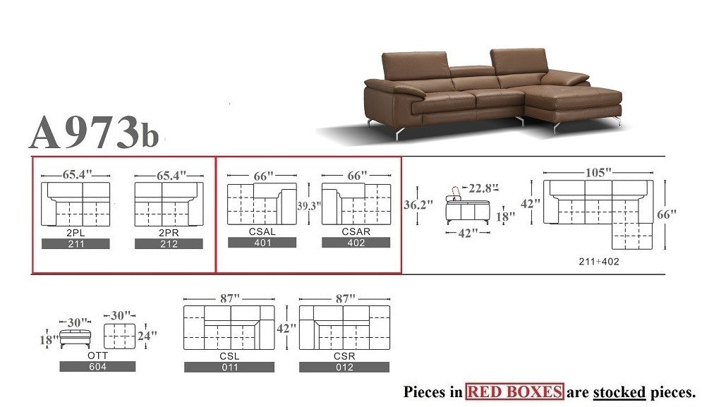 Lucente Premium Leather Sectional J&M- A973b