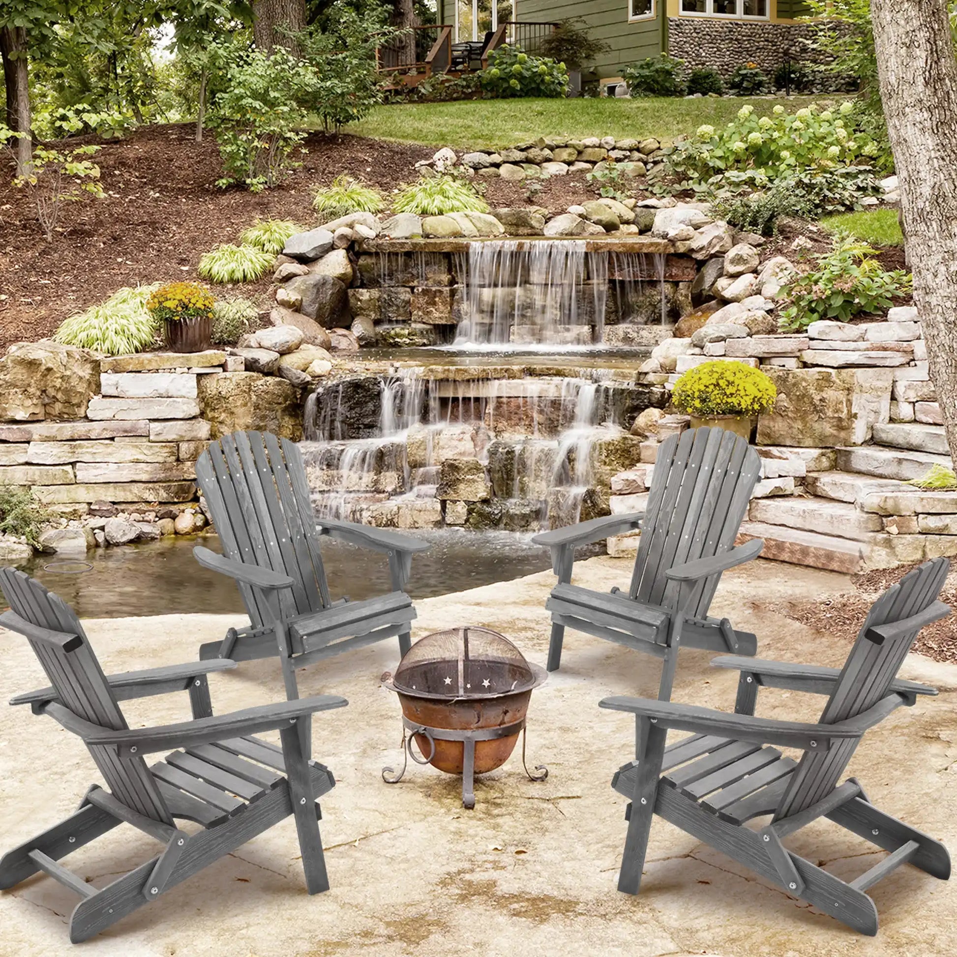 Set of 2 Solid Cedar Wood Adirondack Chairs, Outdoor Lounge - Best Buy Furniture