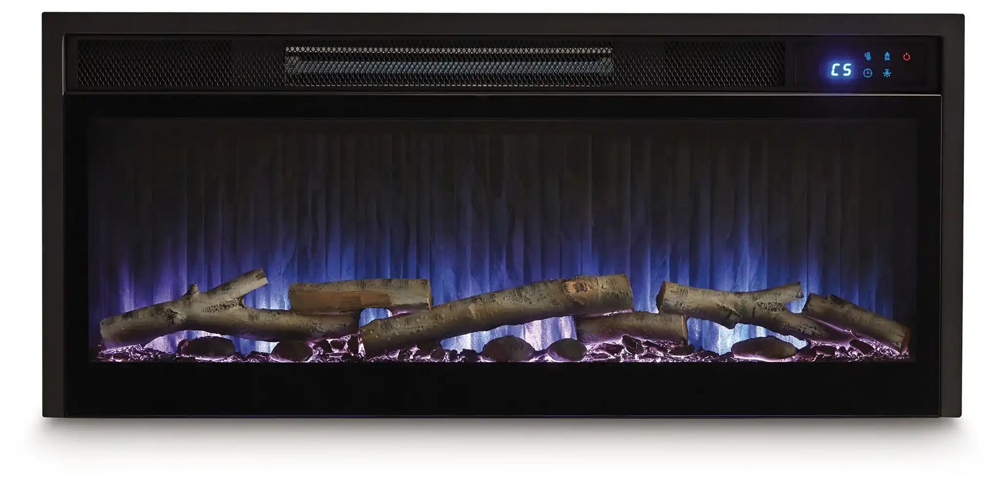 Entertainment Accessories - Fireplace Insert With Faux Birch Log Set - Black - Best Buy Furniture