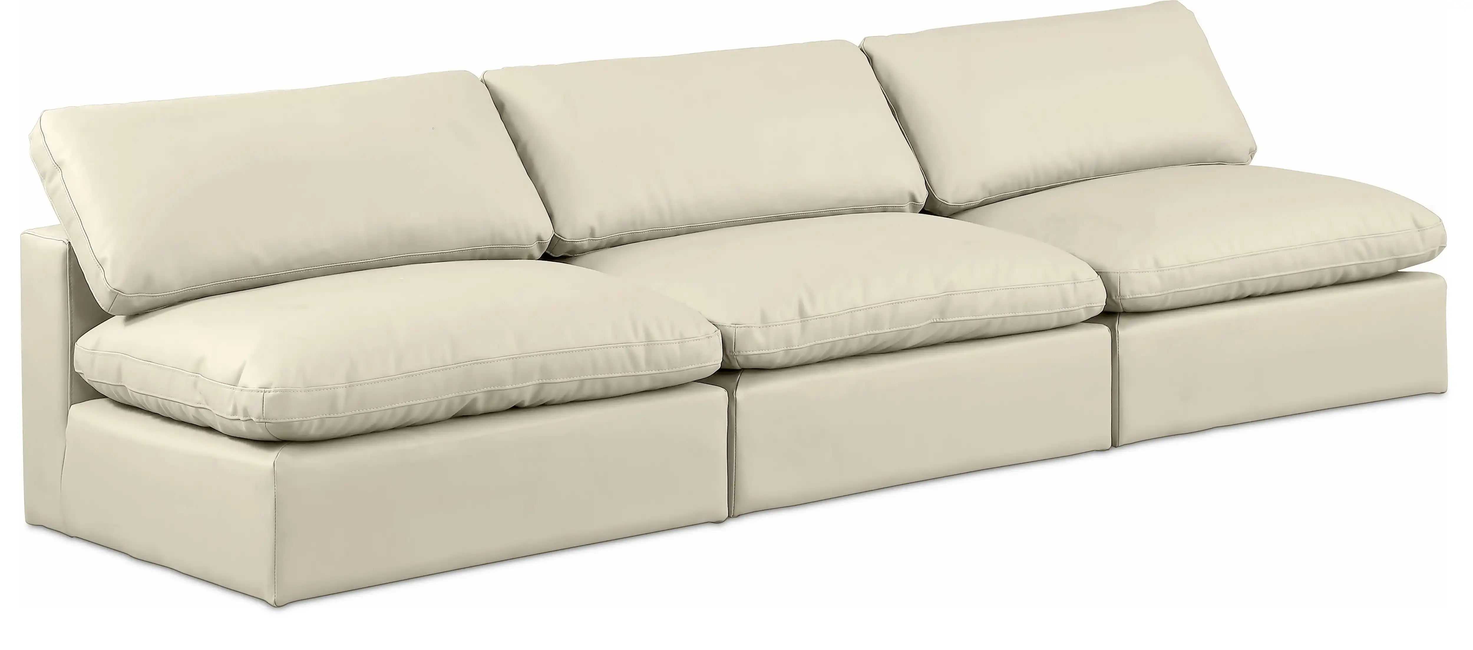 Comfy - Faux Leather Modular Armless Sofa 3 Seats - Best Buy Furniture